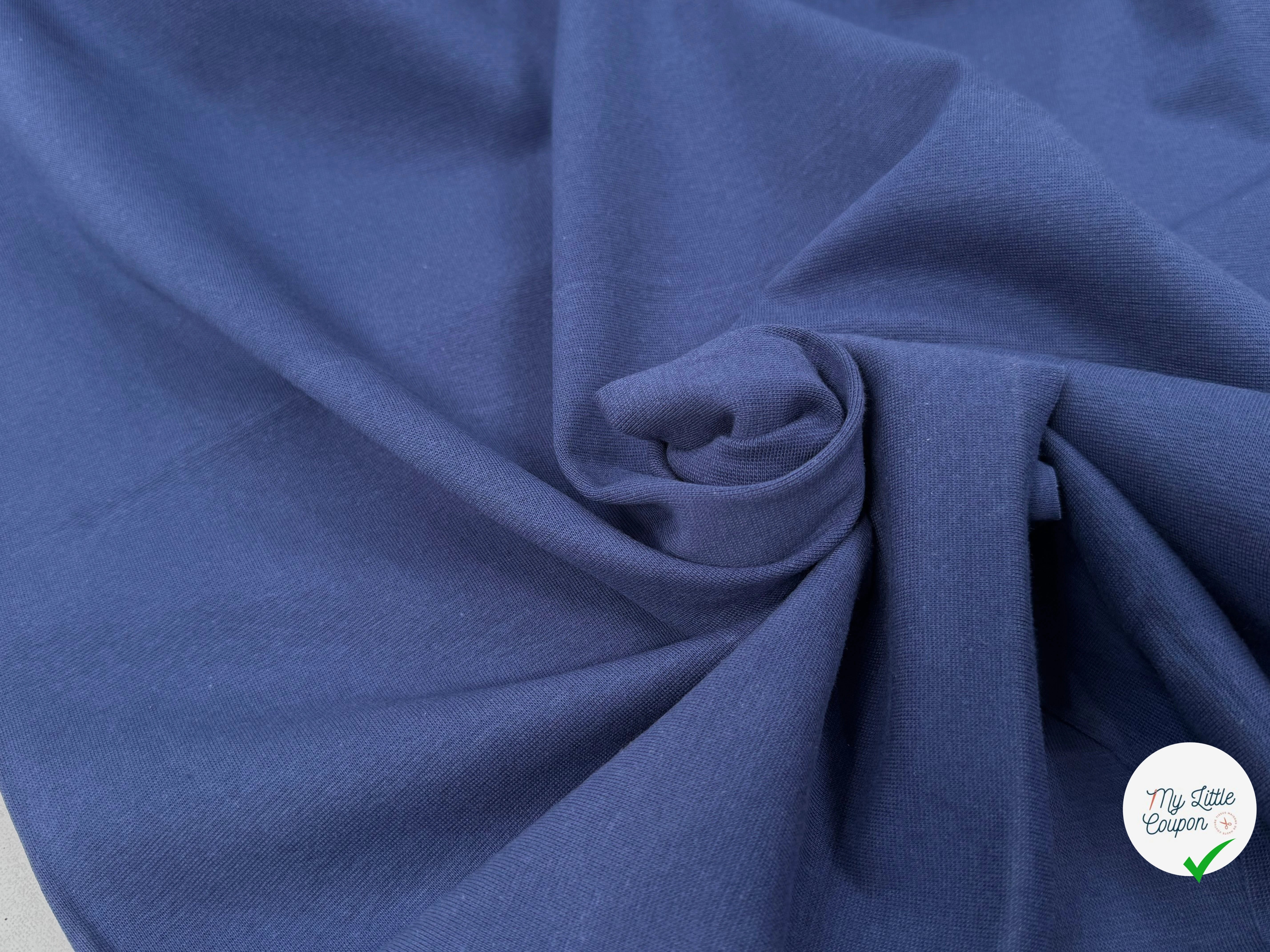 JERSEY COTON 2% ÉLASTHANNE TUBULAIRE 70CM CÔTE 1X1 MEDIEVAL BLUE - My Little Coupon