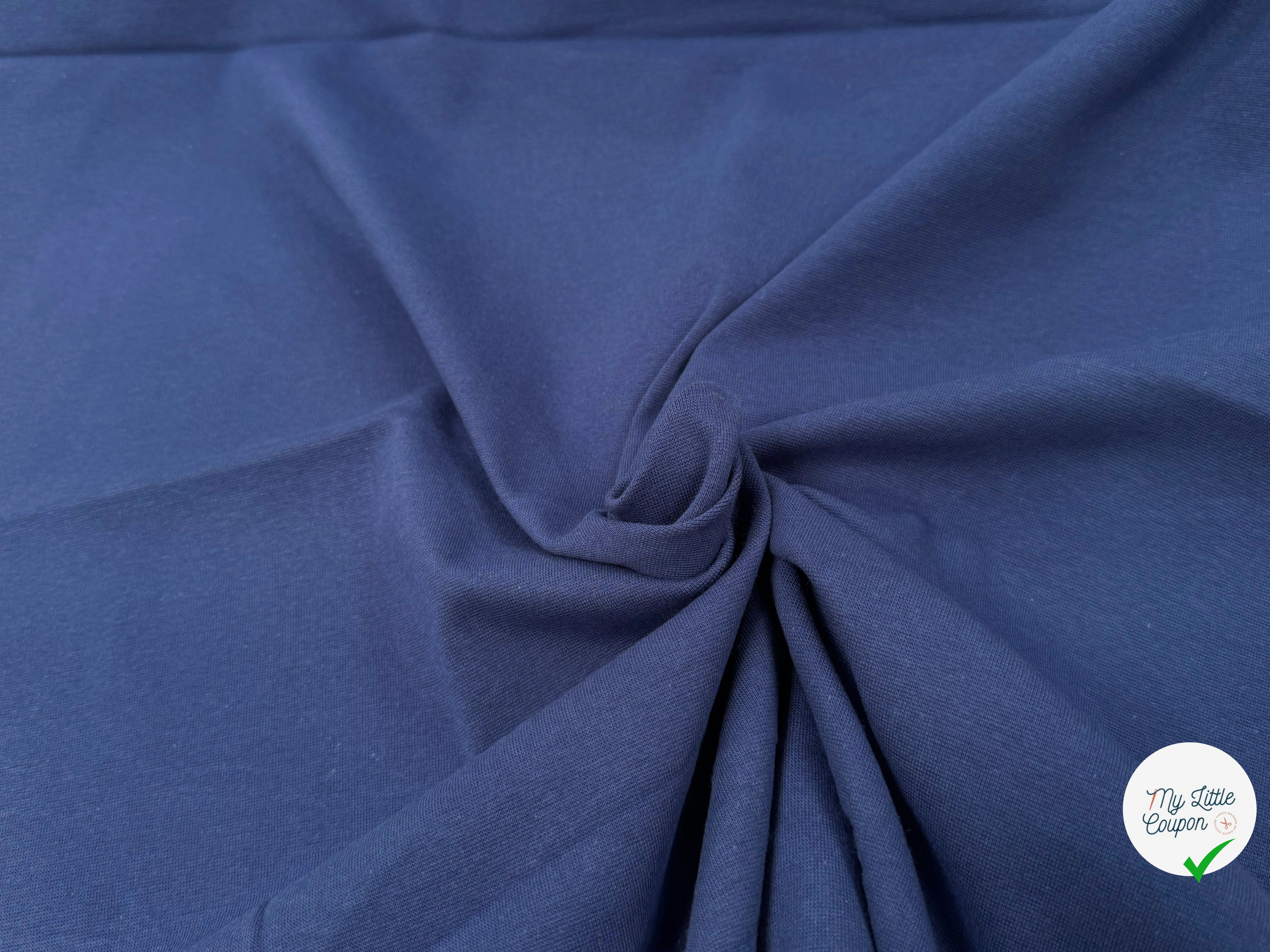 JERSEY COTON 2% ÉLASTHANNE TUBULAIRE 70CM CÔTE 1X1 MEDIEVAL BLUE - My Little Coupon