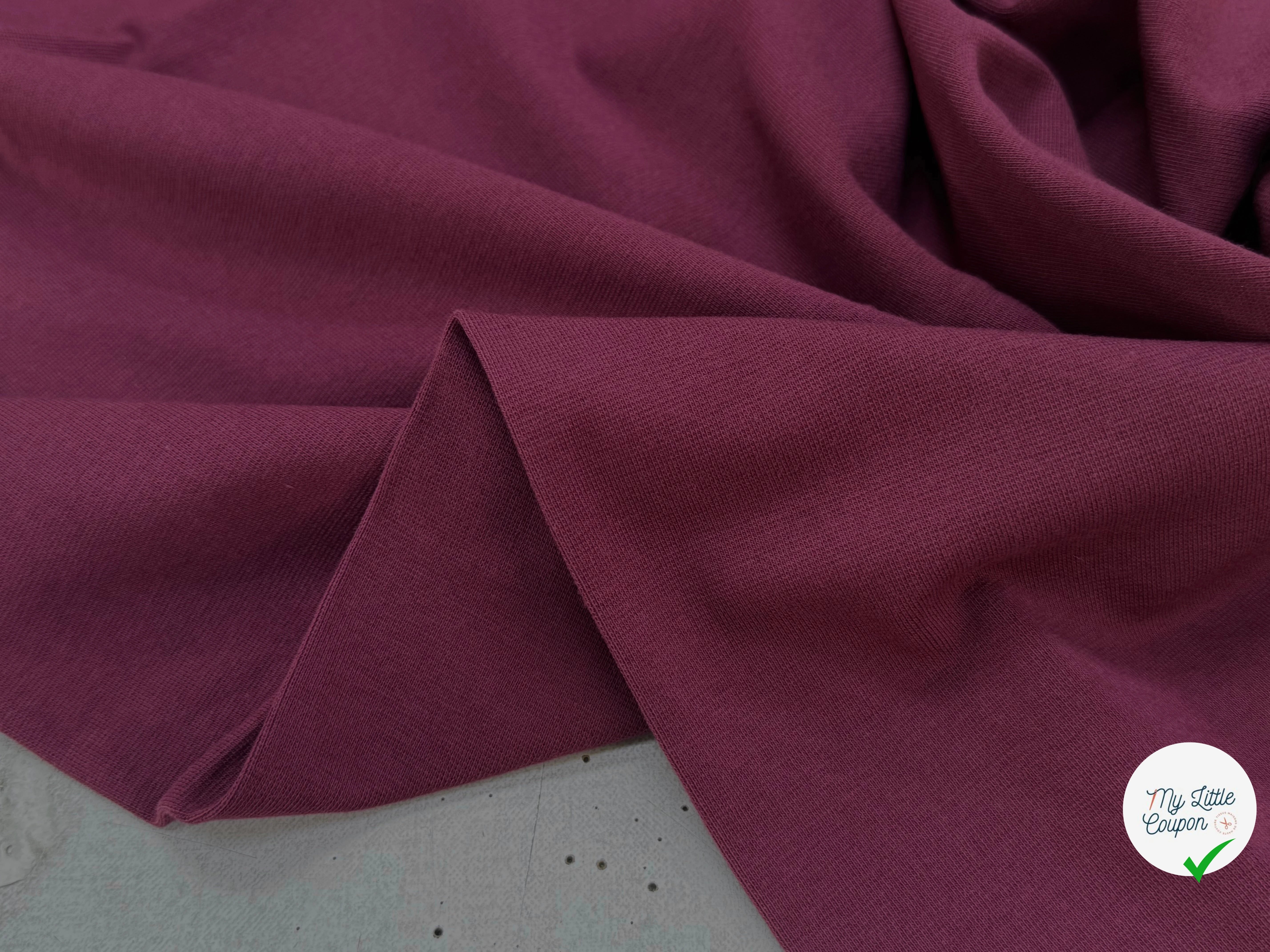 JERSEY COTON 2% ÉLASTHANNE TUBULAIRE 70CM CÔTE 1X1 PRUNE CAMUSET - My Little Coupon
