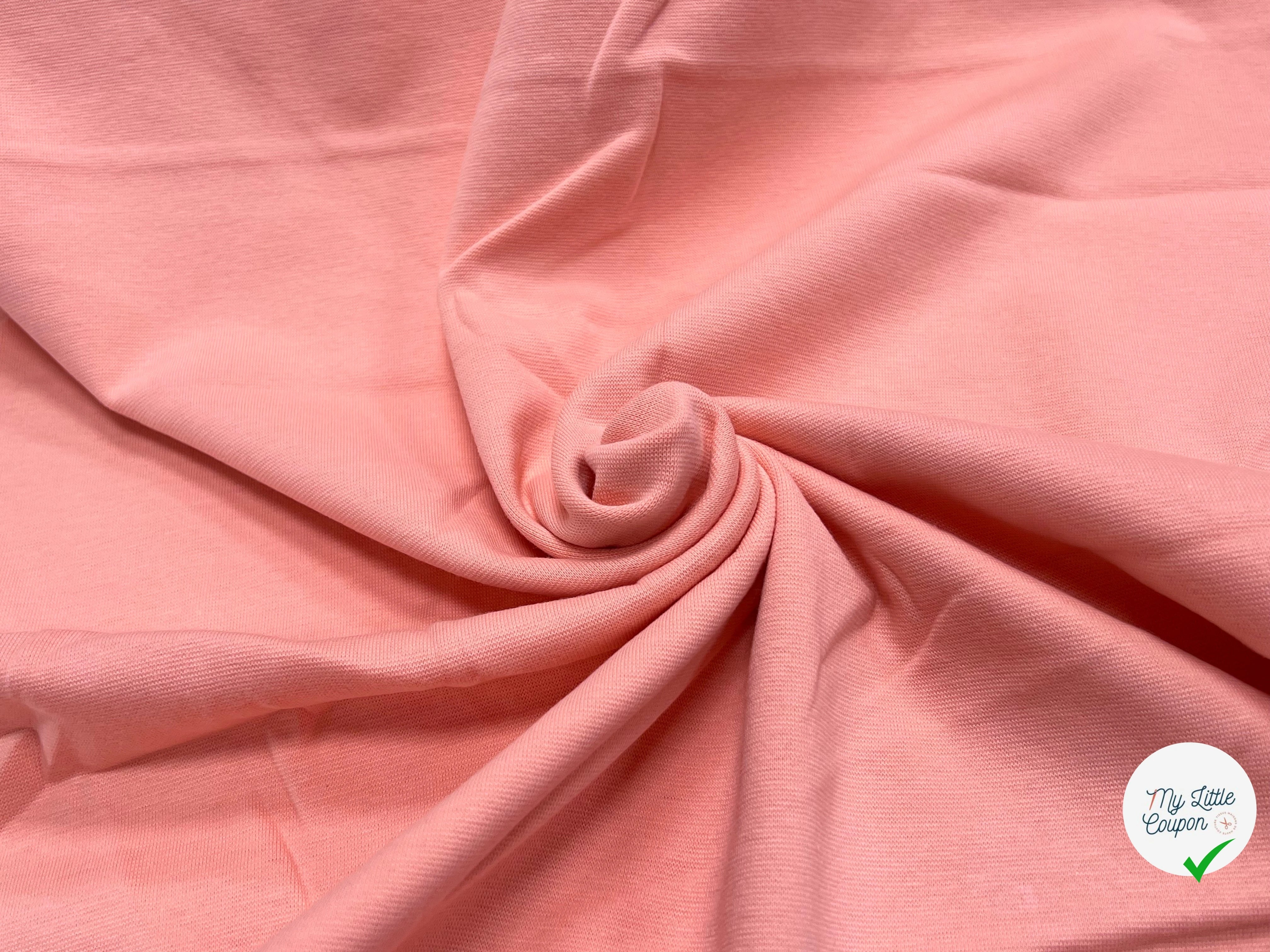JERSEY COTON 2% ÉLASTHANNE TUBULAIRE 70CM CÔTE 1X1 ROSE CAMUSET - My Little Coupon