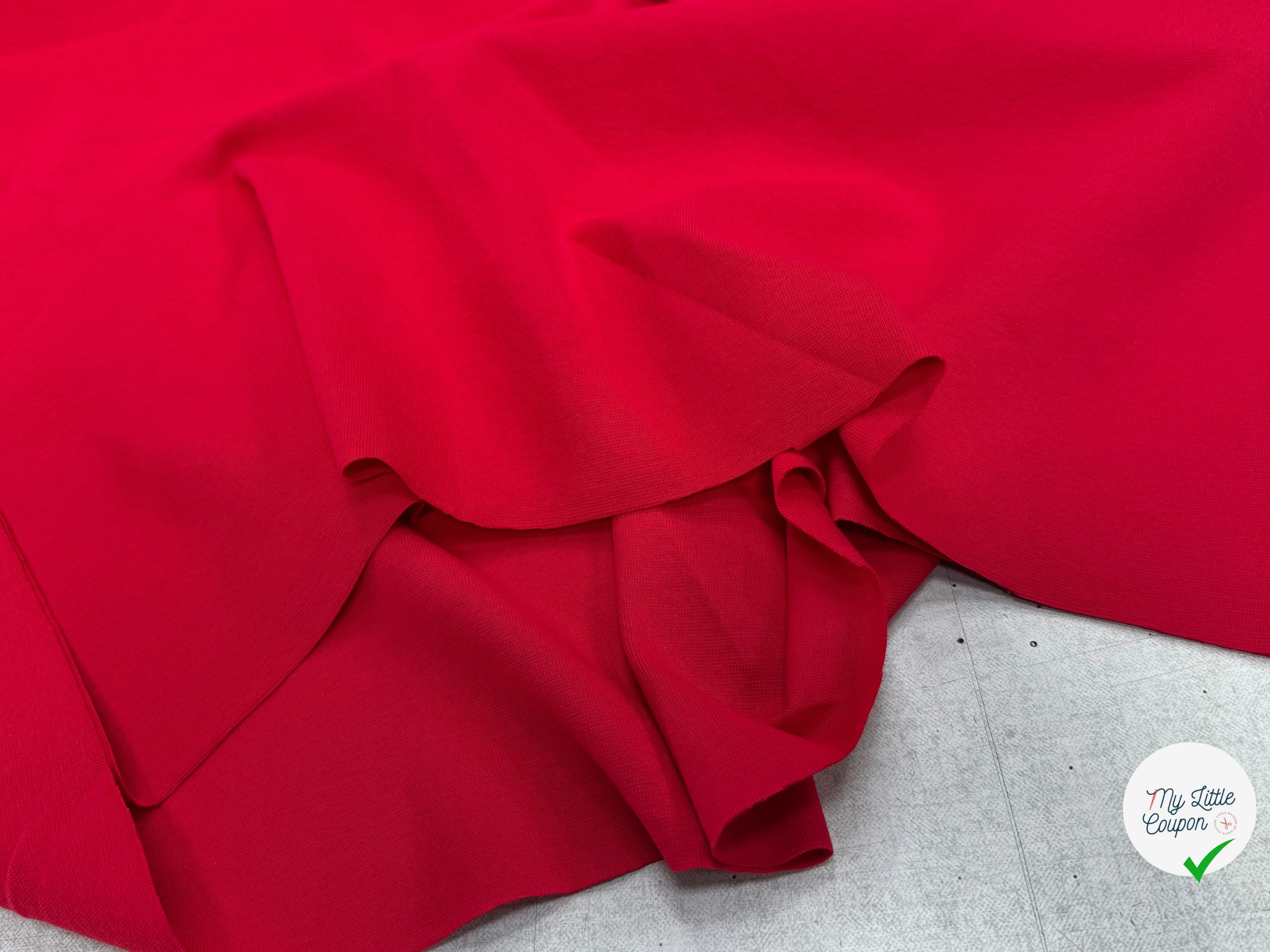 JERSEY COTON 2% ÉLASTHANNE TUBULAIRE 70CM CÔTE 1X1 ROUGE CAMUSET - My Little Coupon