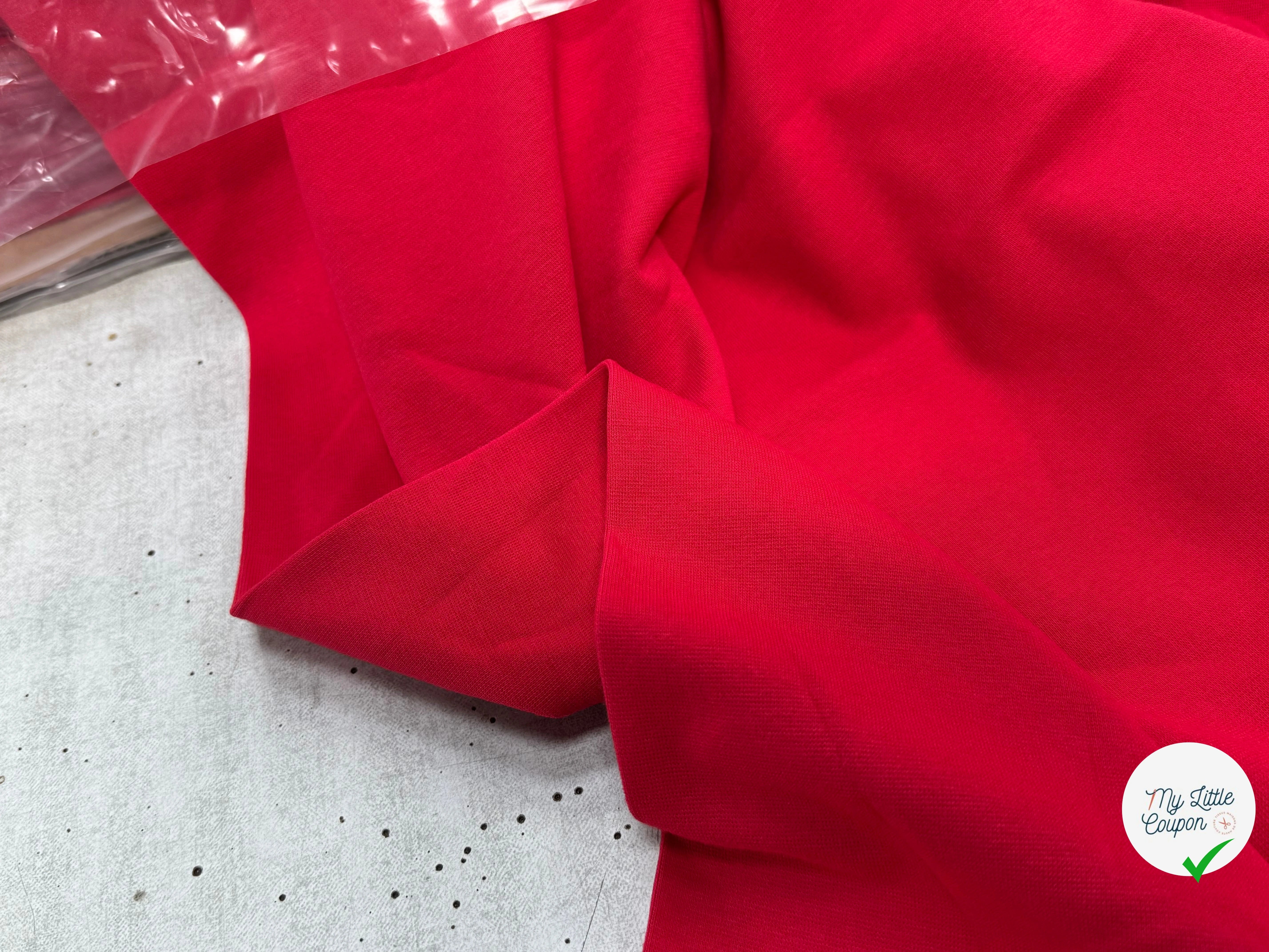 JERSEY COTON 2% ÉLASTHANNE TUBULAIRE 70CM CÔTE 1X1 ROUGE CAMUSET - My Little Coupon