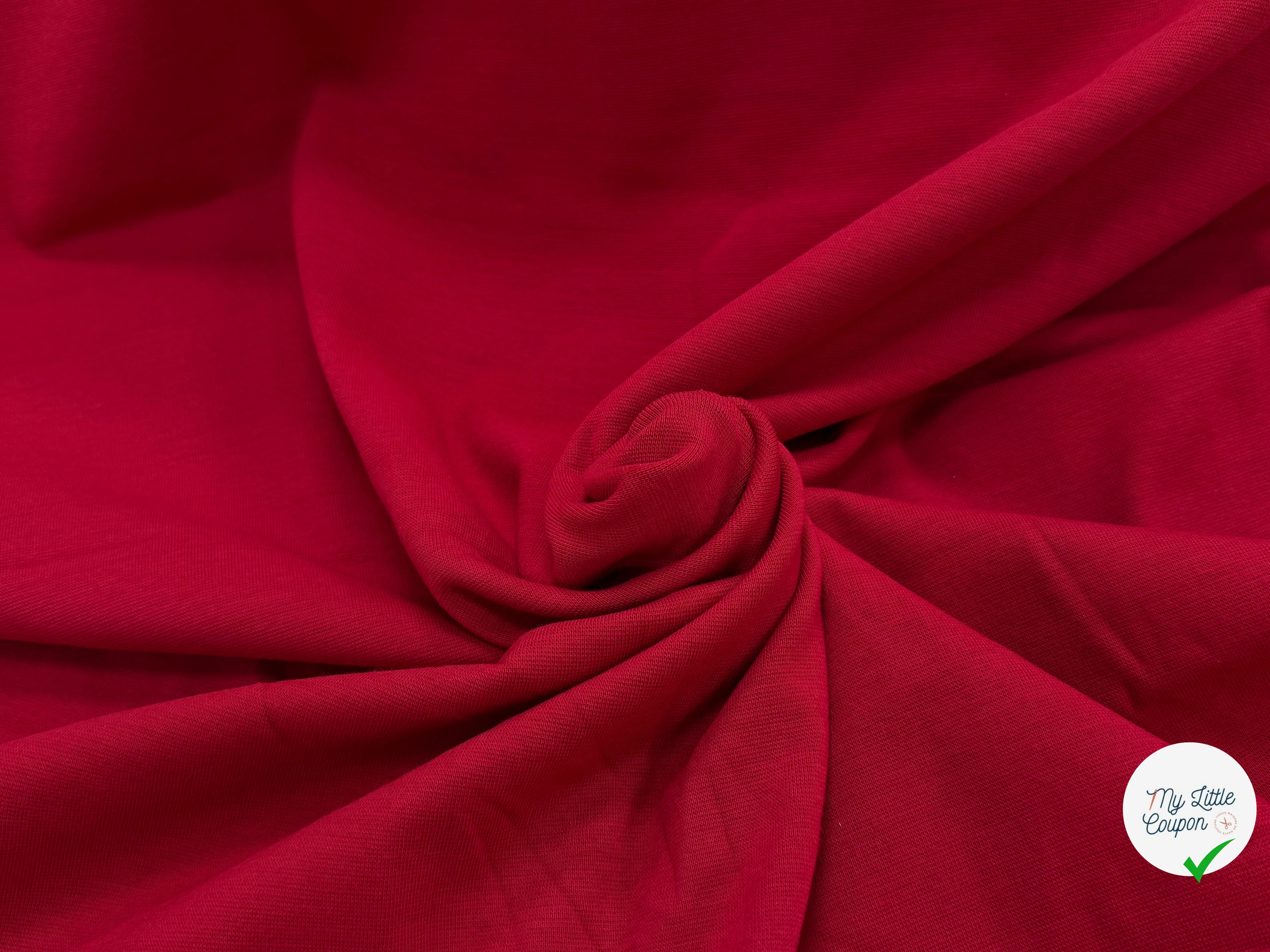 JERSEY COTON 2% ÉLASTHANNE TUBULAIRE 70CM CÔTE 1X1 SAWI RED - My Little Coupon