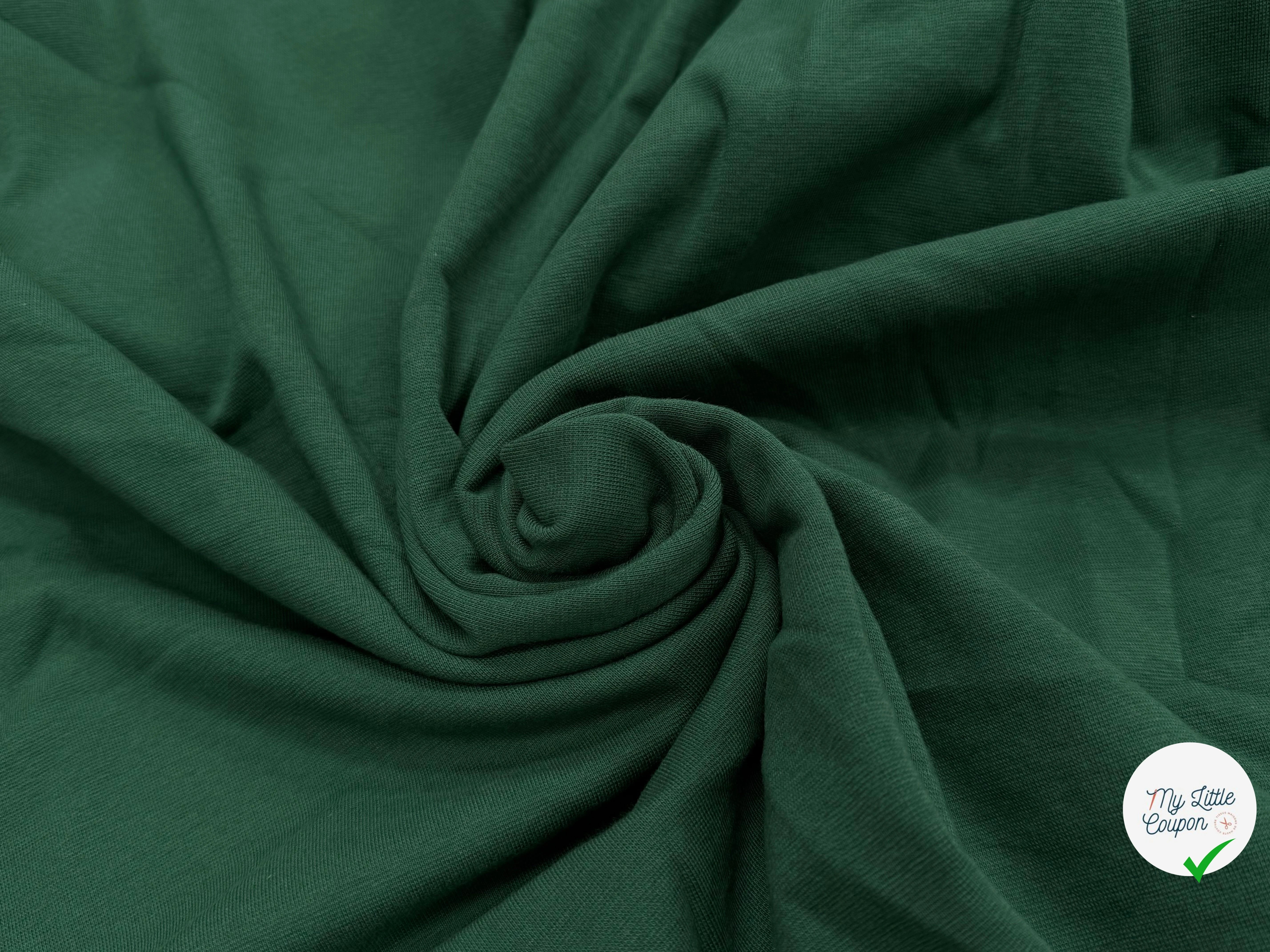 JERSEY COTON 2% ÉLASTHANNE TUBULAIRE 70CM CÔTE 1X1 VERT FONCÉ CAMUSET - My Little Coupon