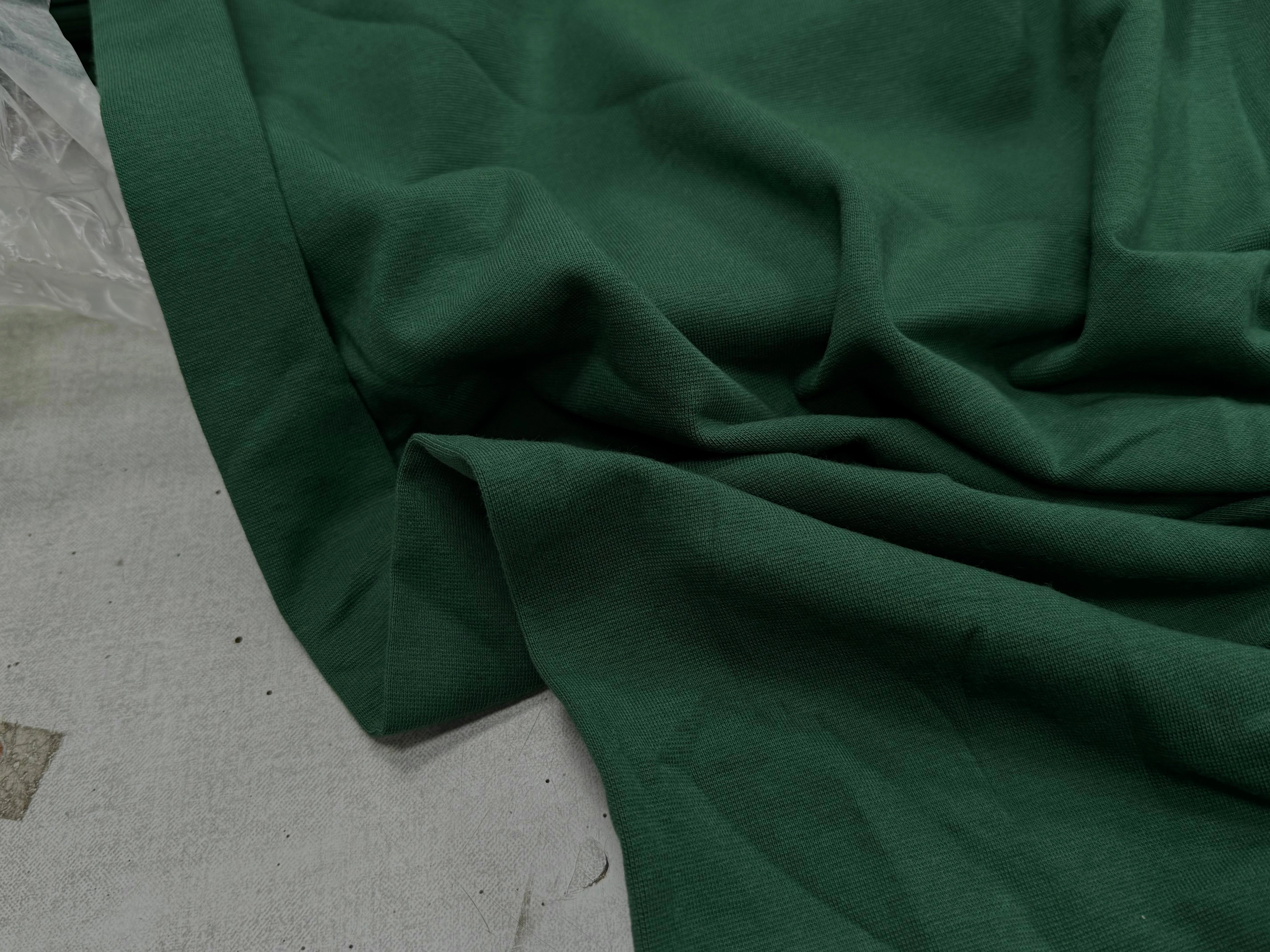 JERSEY COTON 2% ÉLASTHANNE TUBULAIRE 70CM CÔTE 1X1 VERT FONCÉ CAMUSET - My Little Coupon