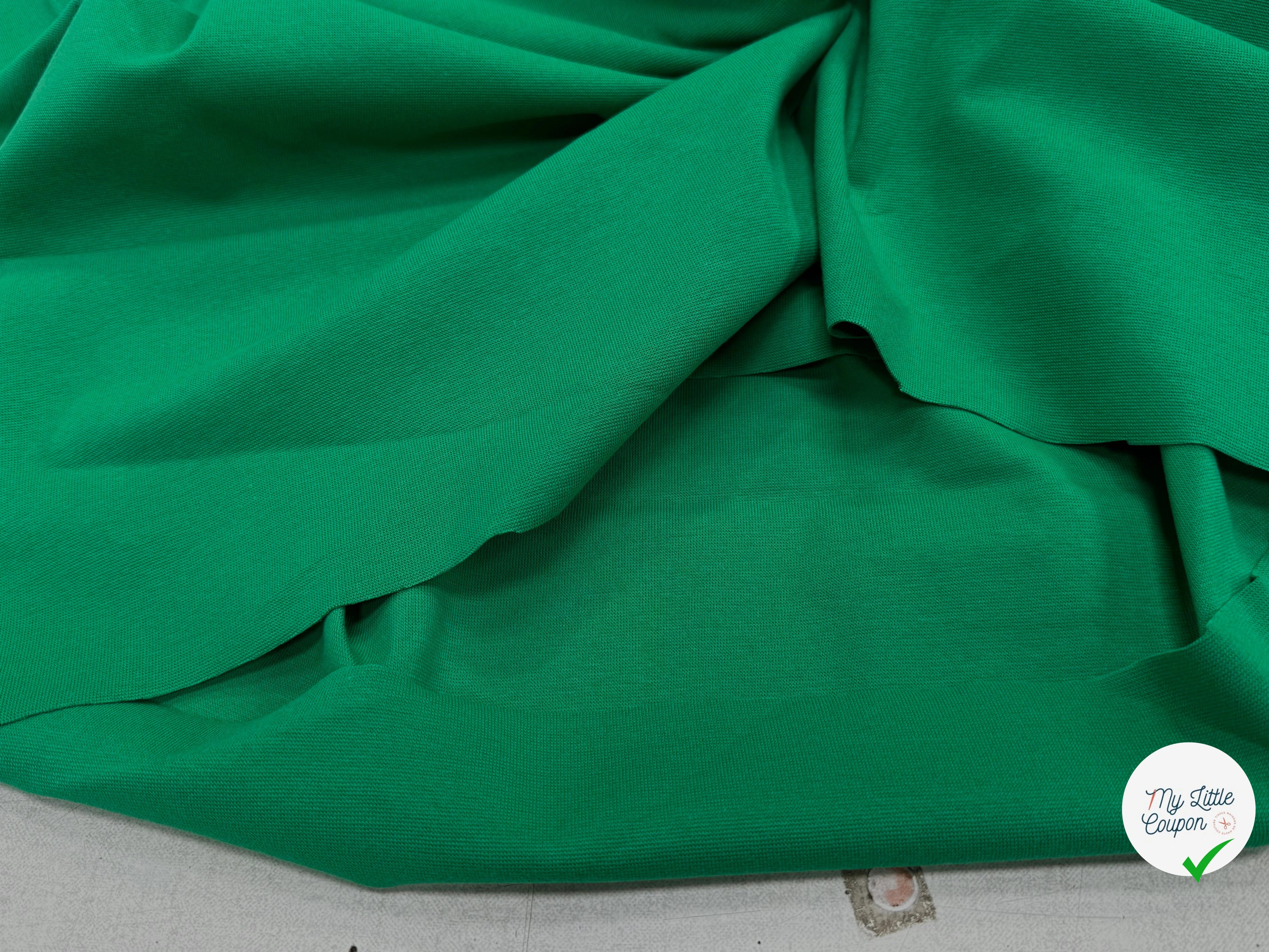 JERSEY COTON 2% ÉLASTHANNE TUBULAIRE 70CM CÔTE 1X1 VERT FOREZ - My Little Coupon