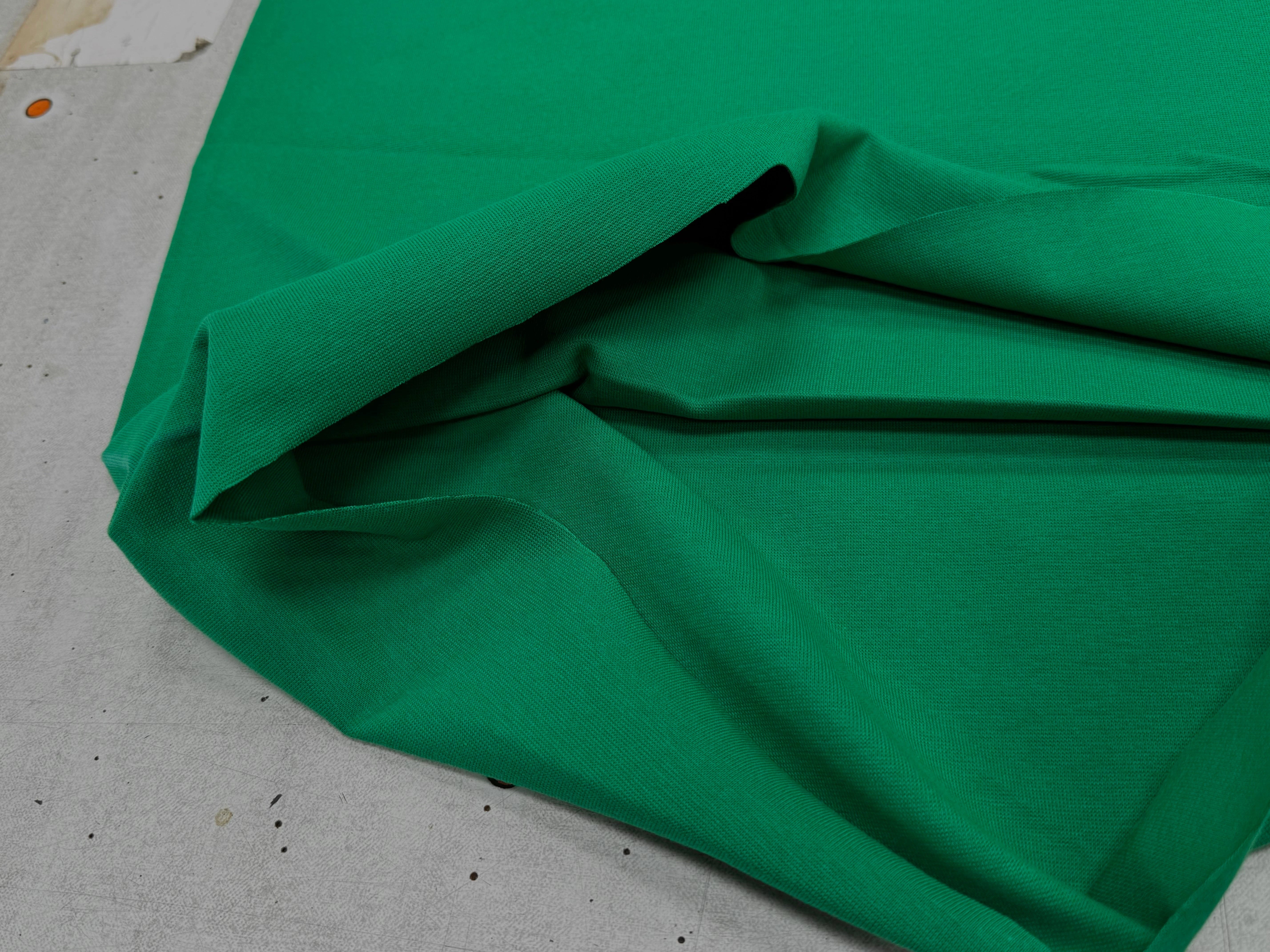JERSEY COTON 2% ÉLASTHANNE TUBULAIRE 70CM CÔTE 1X1 VERT FOREZ - My Little Coupon