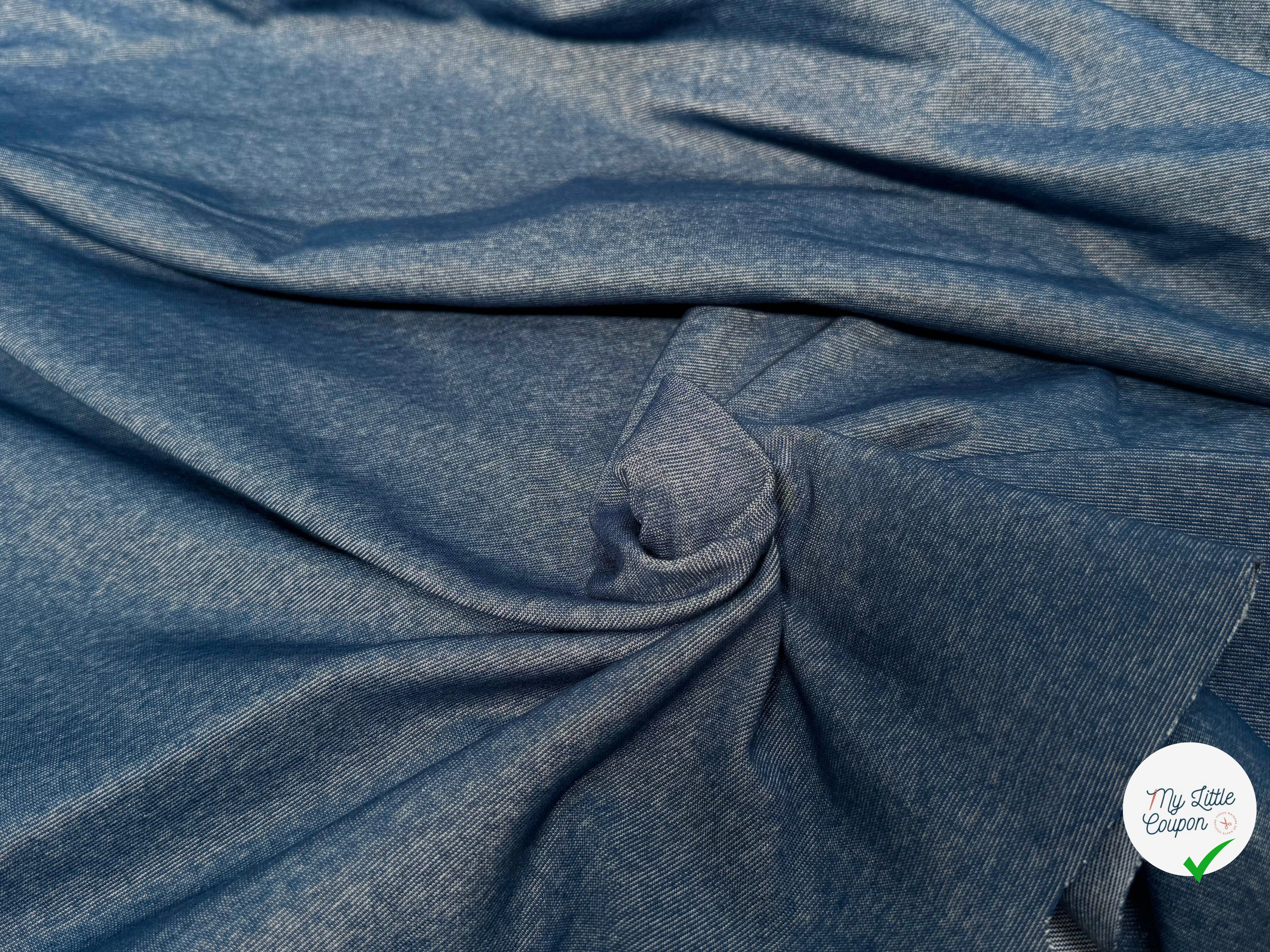 JERSEY COTON 2% ÉLASTHANNE TUBULAIRE 70CM CÔTE 1X1 VICTORY BLUE - My Little Coupon
