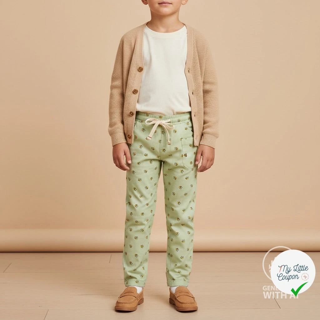 JERSEY COTON 5% ELASTHANNE MOTIFS ABEILLES FOND VERT - My Little Coupon