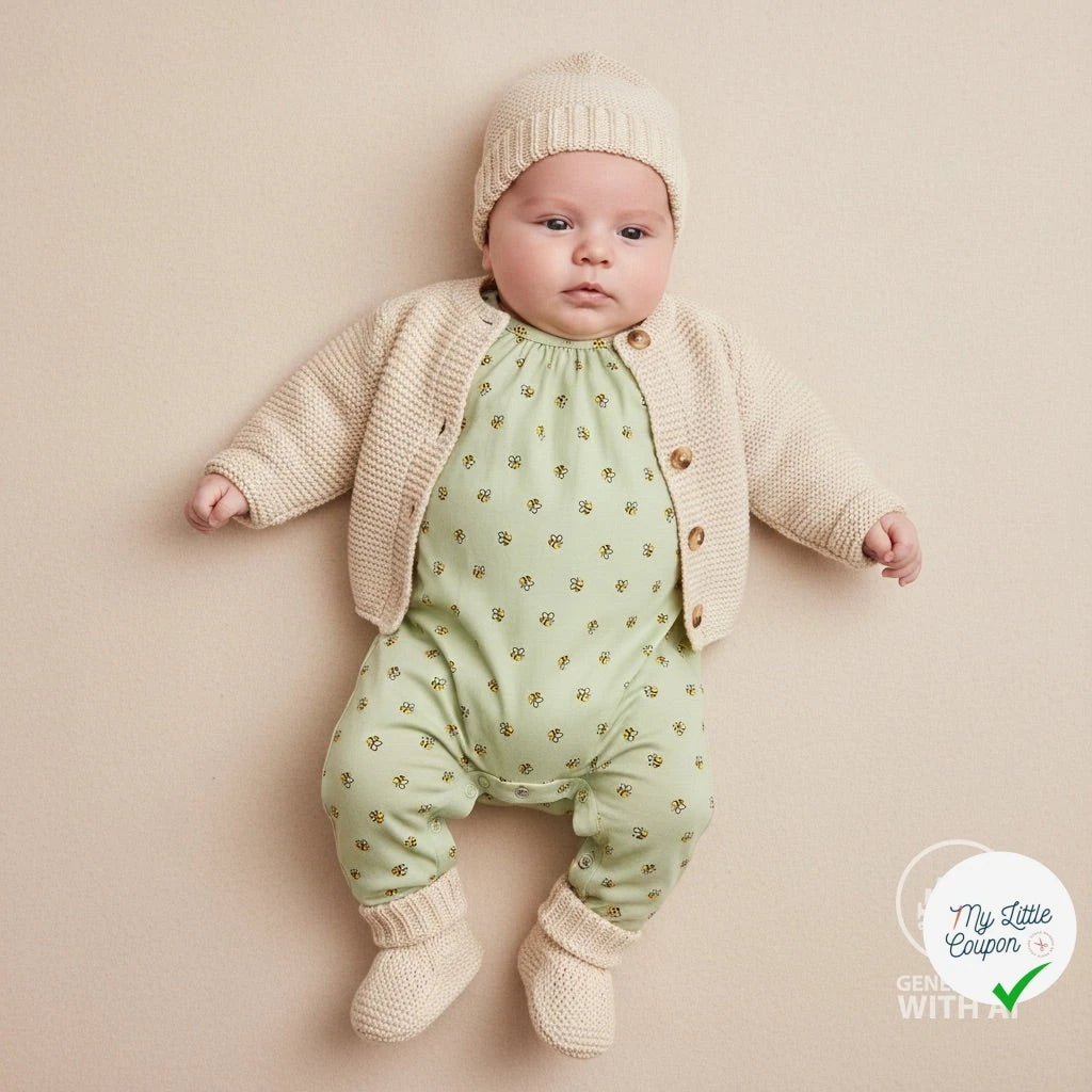 JERSEY COTON 5% ELASTHANNE MOTIFS ABEILLES FOND VERT - My Little Coupon