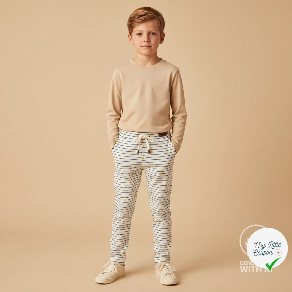JERSEY COTON 5% ELASTHANNE MOTIFS CITRONS À RAYURES - My Little Coupon