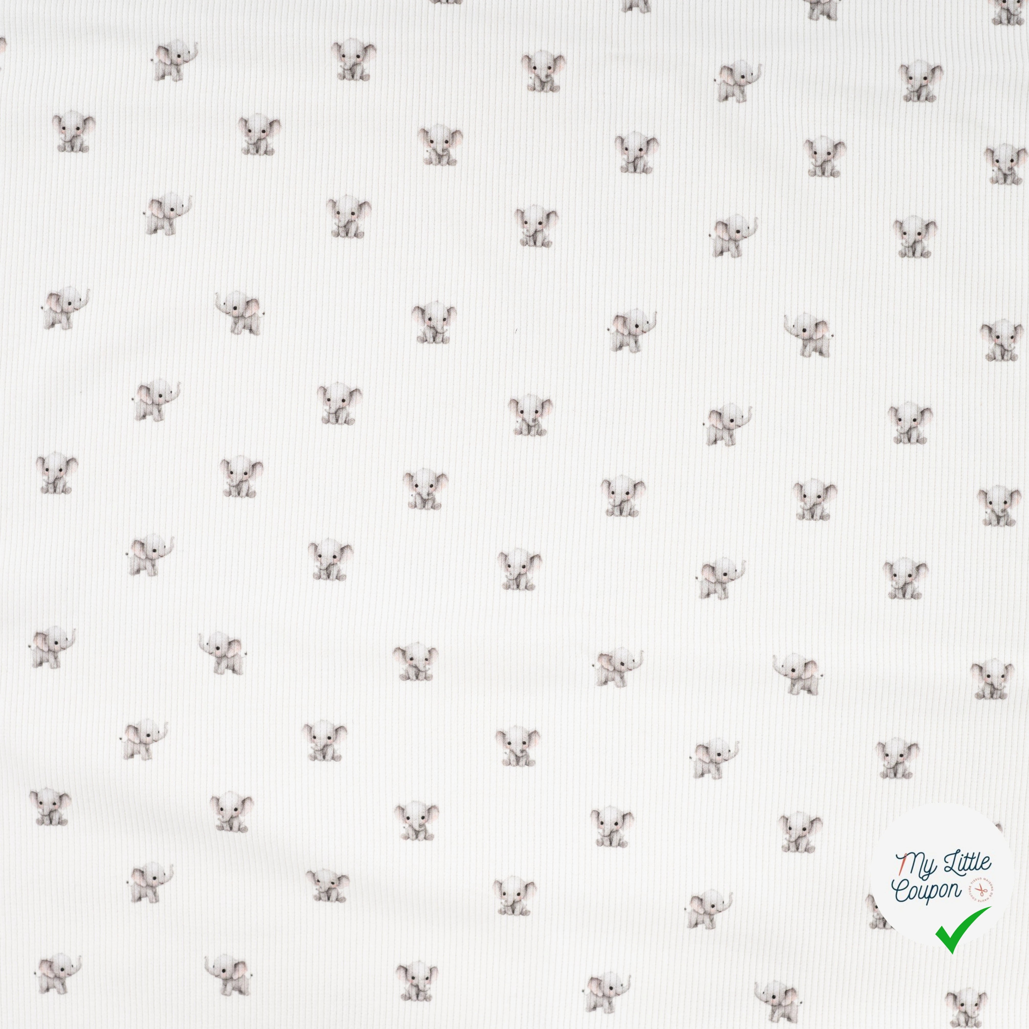 JERSEY COTON 5% ELASTHANNE MOTIFS PETITS ÉLÉPHANTS - My Little Coupon