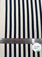 JERSEY COTON BLANC DIFFÉRENTES RAYURES BLEUES - My Little Coupon - tissu - coudre