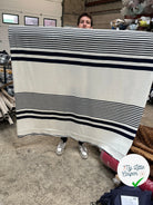 JERSEY COTON BLANC DIFFÉRENTES RAYURES BLEUES - My Little Coupon - tissu - coudre