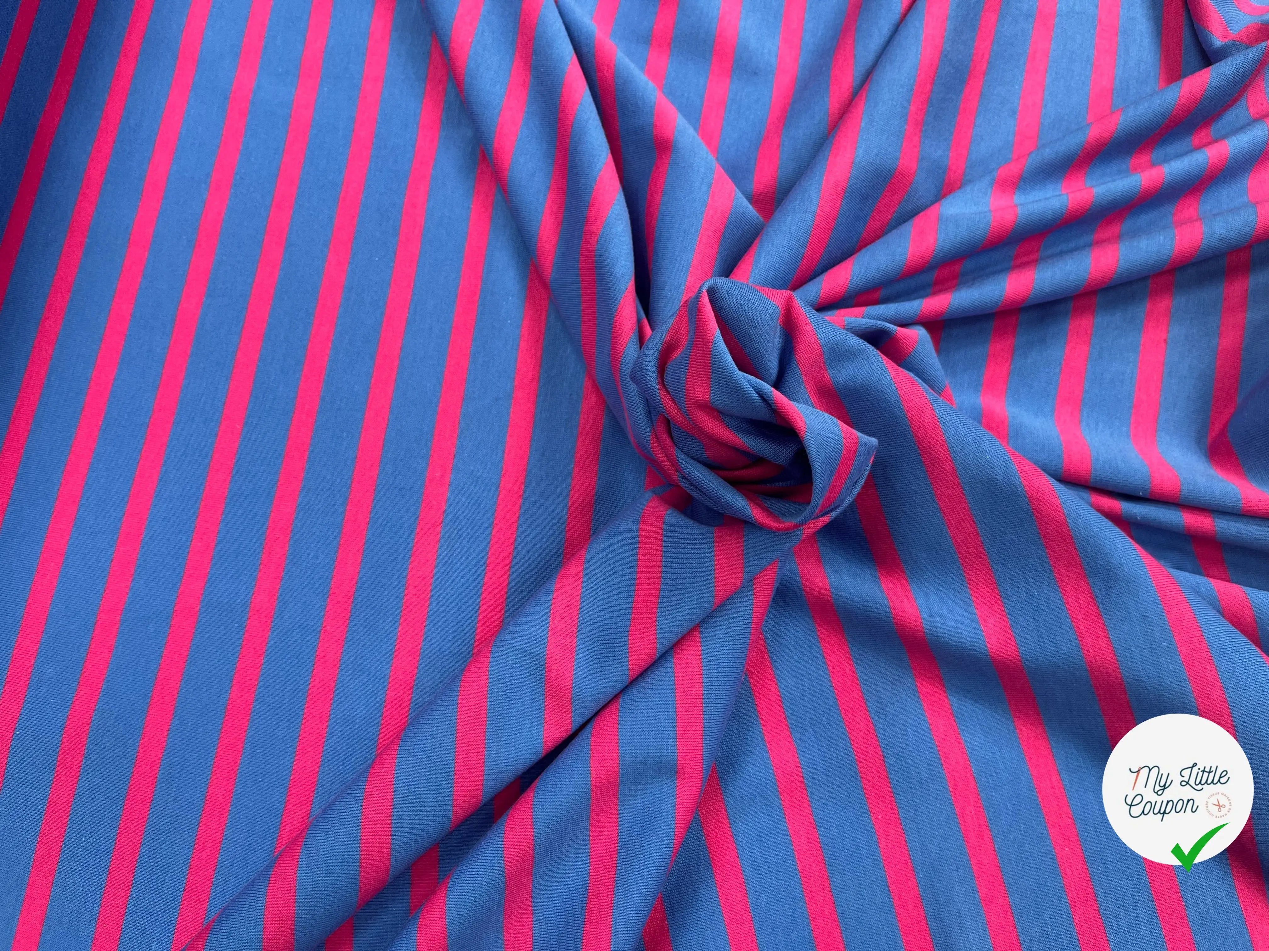 JERSEY COTON MARINIÈRE RIVIERA PIVOINE MADE IN FRANCE - My Little Coupon