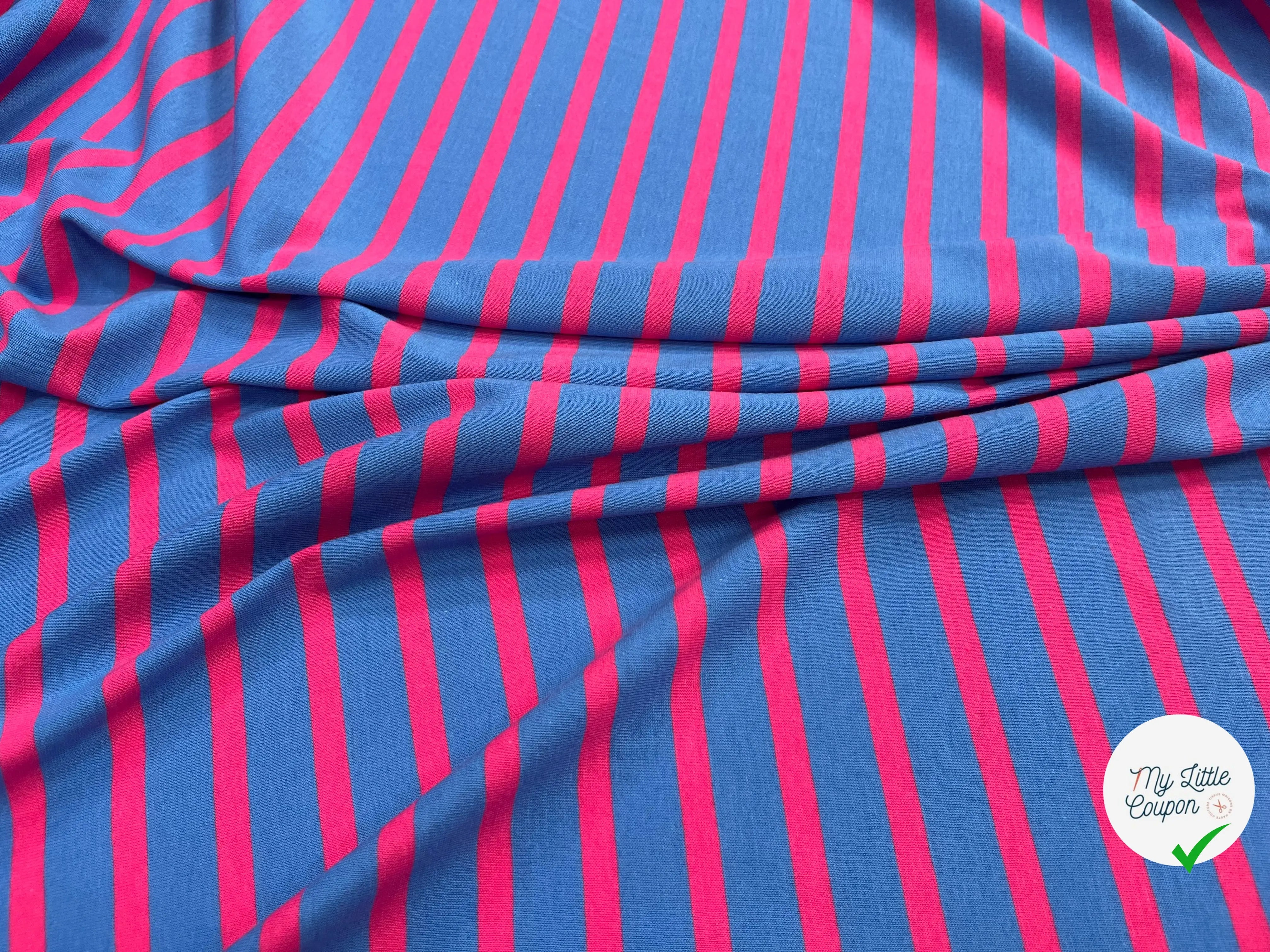 JERSEY COTON MARINIÈRE RIVIERA PIVOINE MADE IN FRANCE - My Little Coupon
