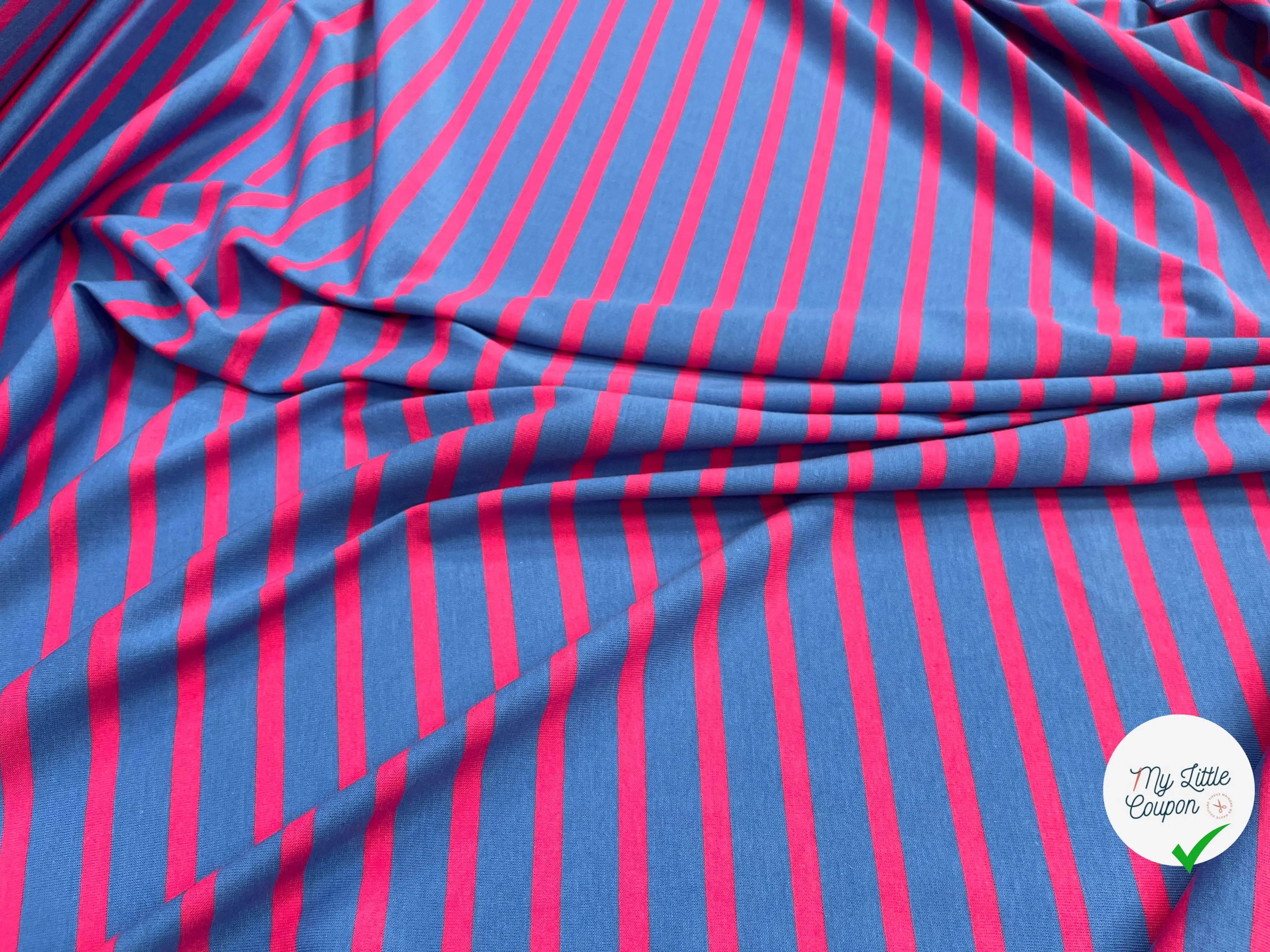 JERSEY COTON MARINIÈRE RIVIERA PIVOINE MADE IN FRANCE - My Little Coupon