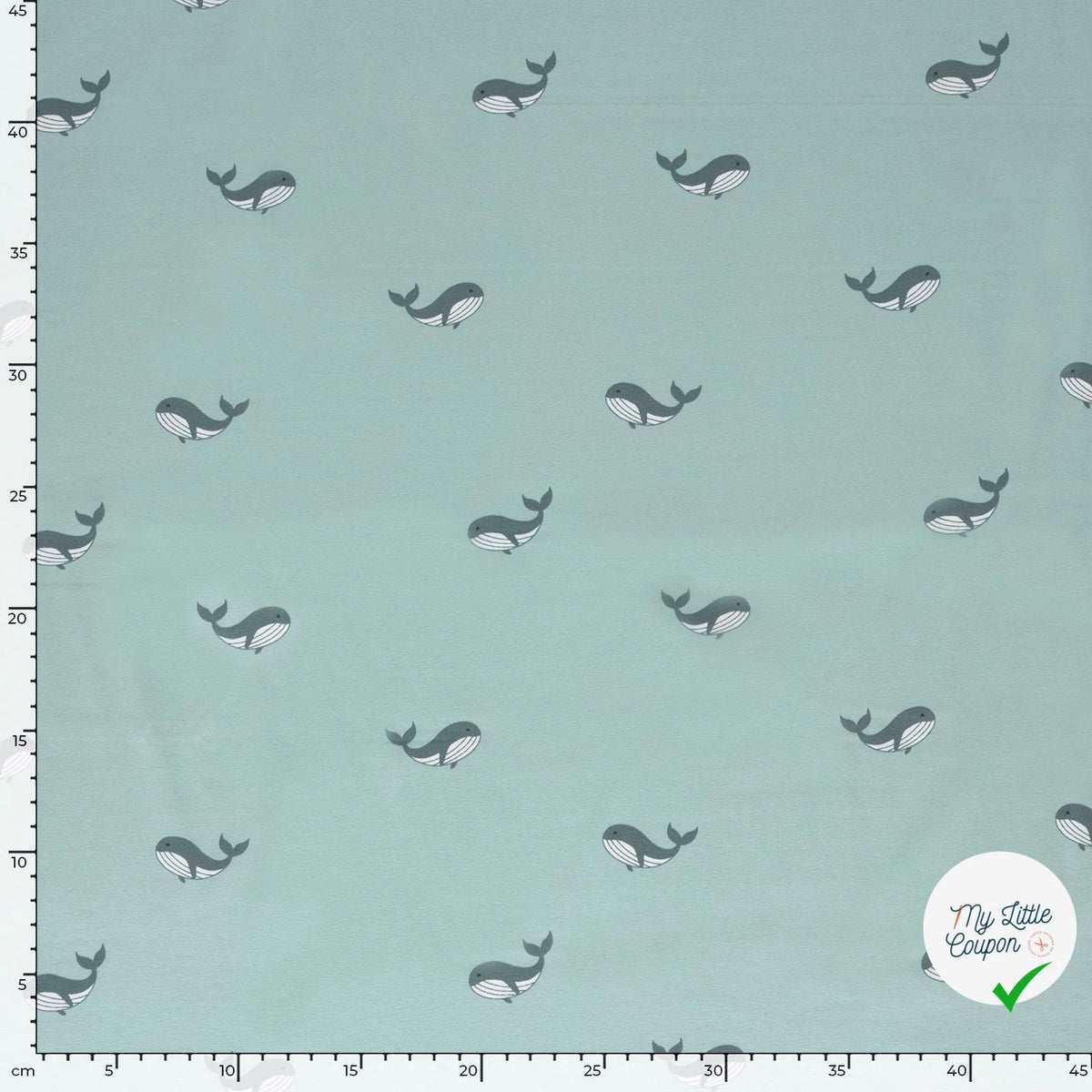 Jersey de coton baleines bleu bébé
