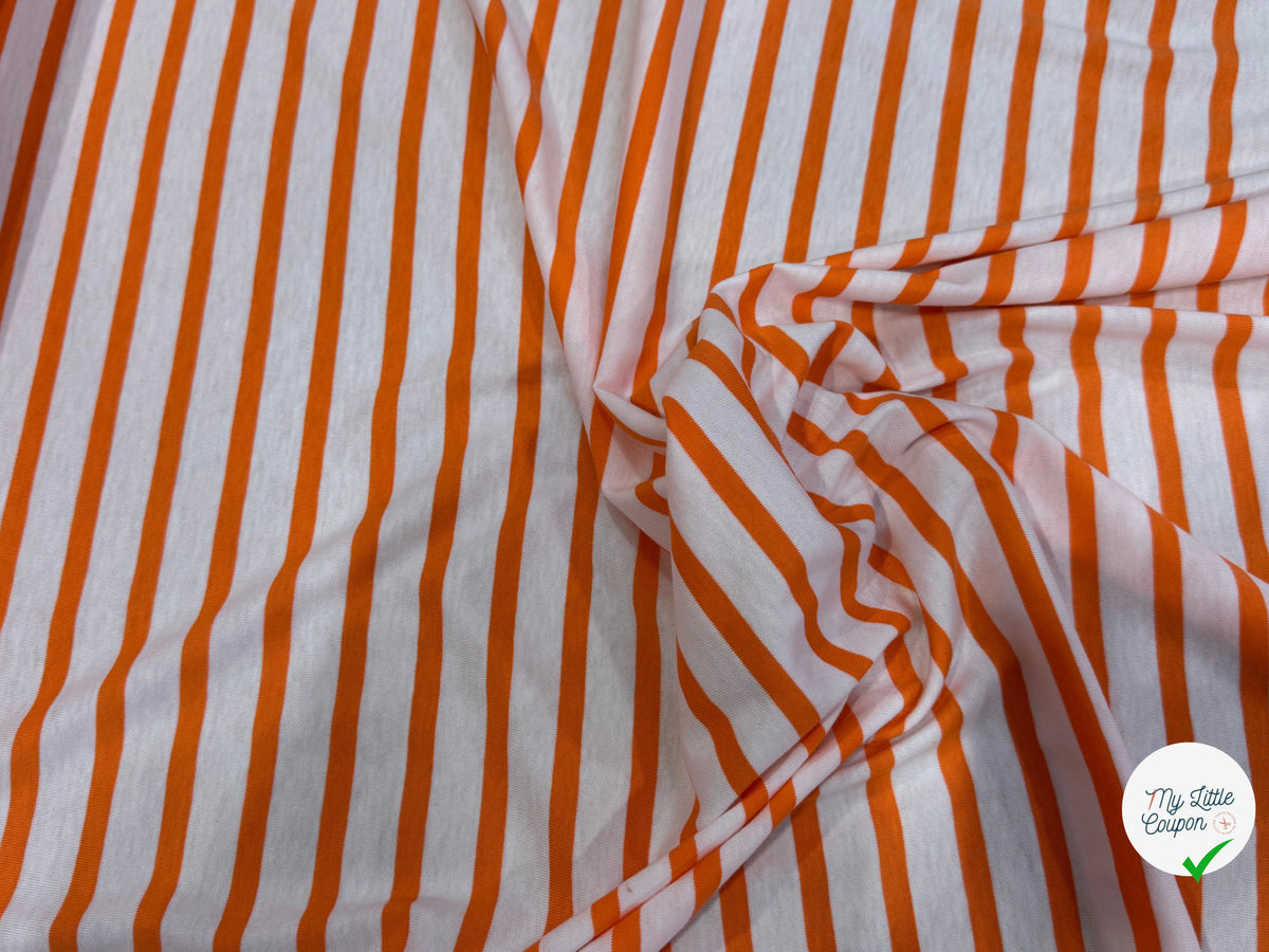 JERSEY DE COTON DOUX STRETCH NEIGE ET ORANGE FLUO FABRICATION RÉGION DE TROYES 🇫🇷 - My Little Coupon