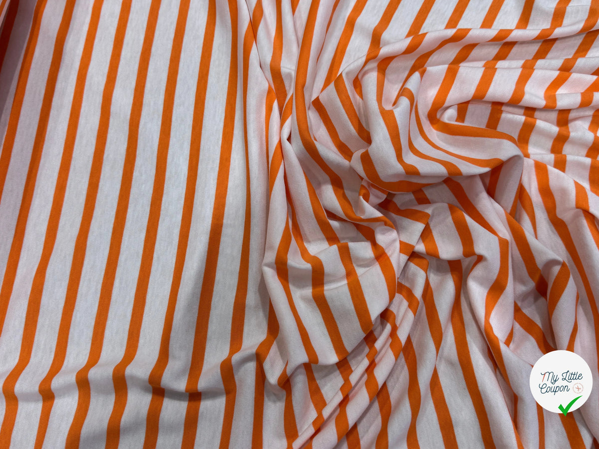 JERSEY DE COTON DOUX STRETCH NEIGE ET ORANGE FLUO FABRICATION RÉGION DE TROYES 🇫🇷 - My Little Coupon