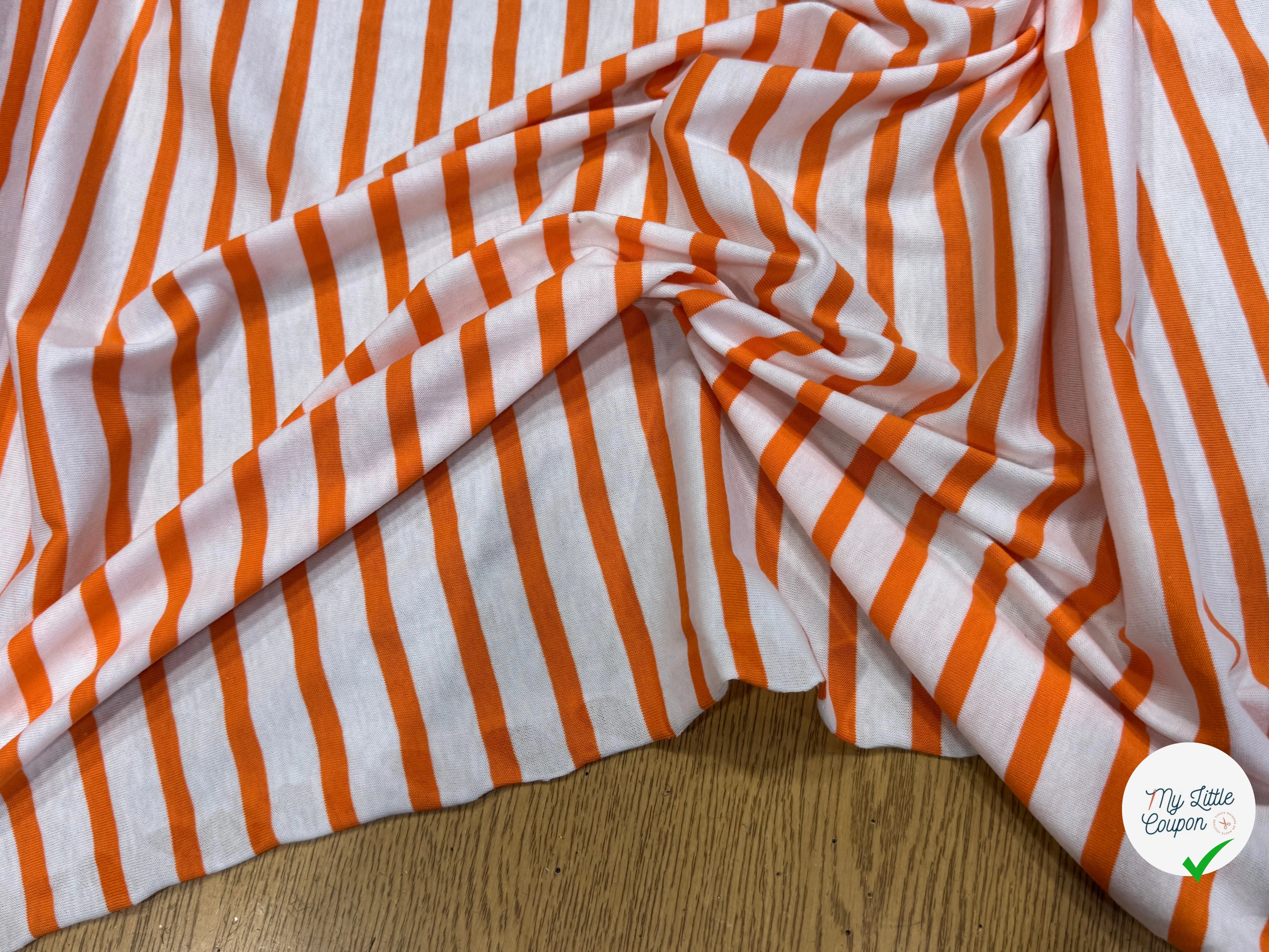 JERSEY DE COTON DOUX STRETCH NEIGE ET ORANGE FLUO FABRICATION RÉGION DE TROYES 🇫🇷 - My Little Coupon