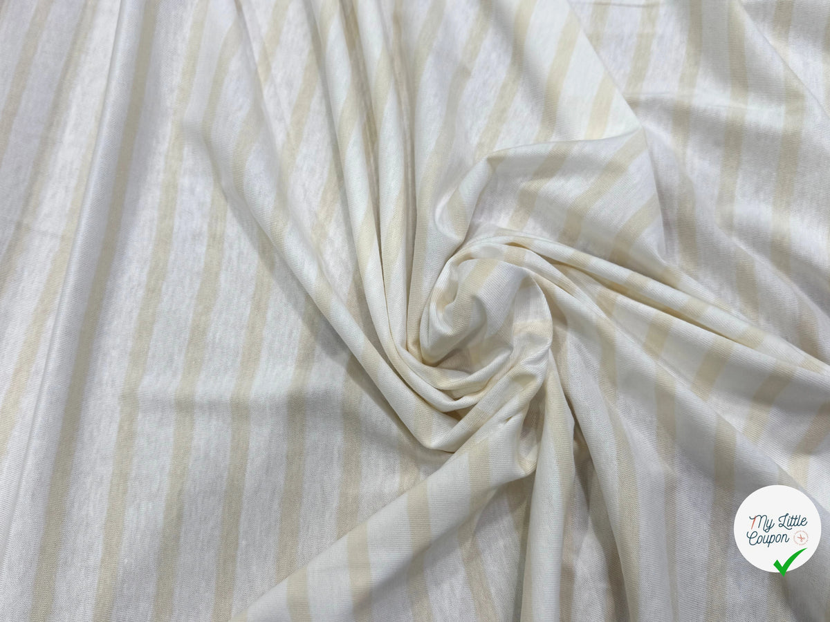 JERSEY DE COTON DOUX STRETCH RAYURES NEIGE ET ÉCRU FABRICATION RÉGION DE TROYES 🇫🇷 - My Little Coupon