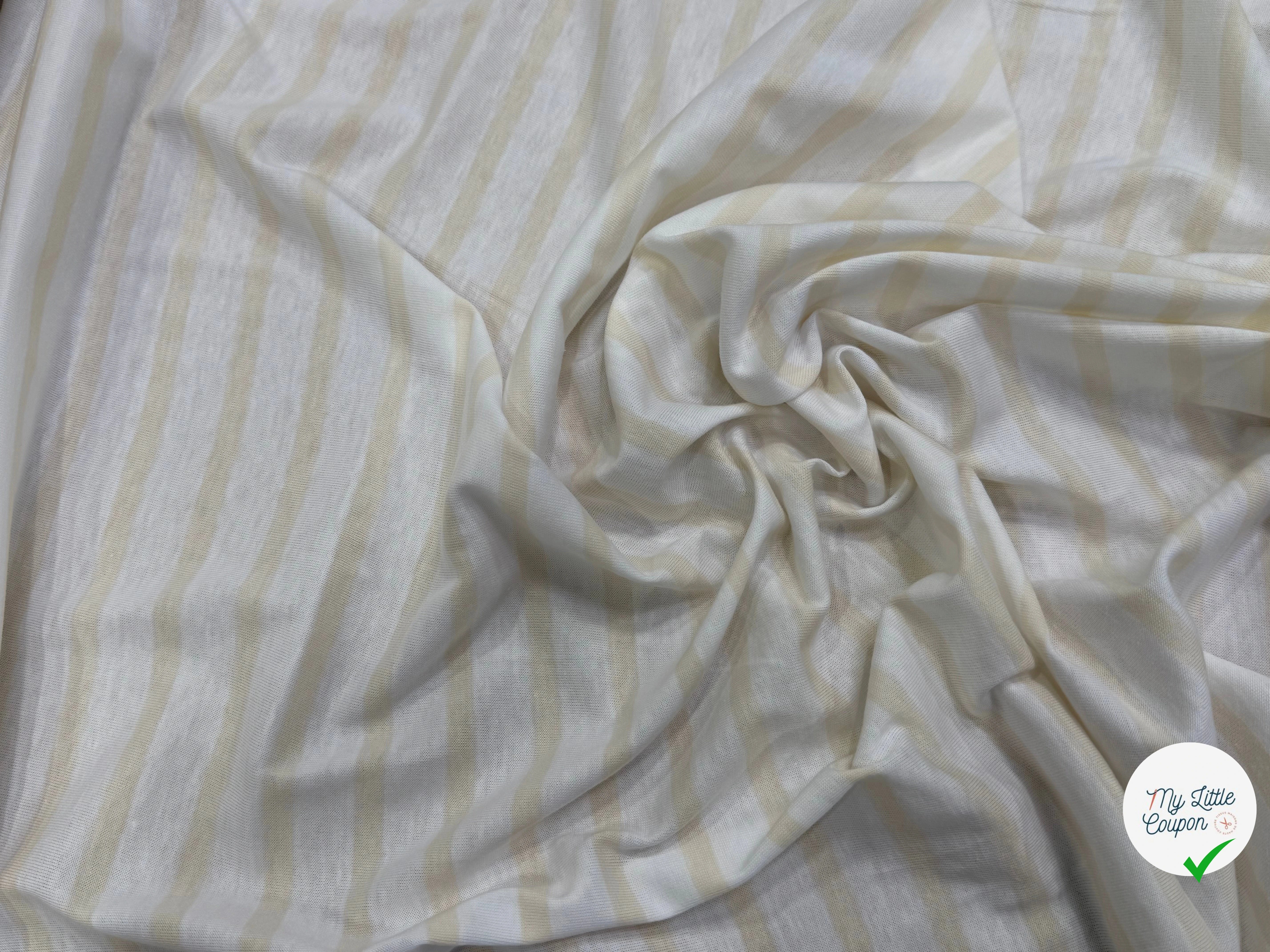 JERSEY DE COTON DOUX STRETCH RAYURES NEIGE ET ÉCRU FABRICATION RÉGION DE TROYES 🇫🇷 - My Little Coupon