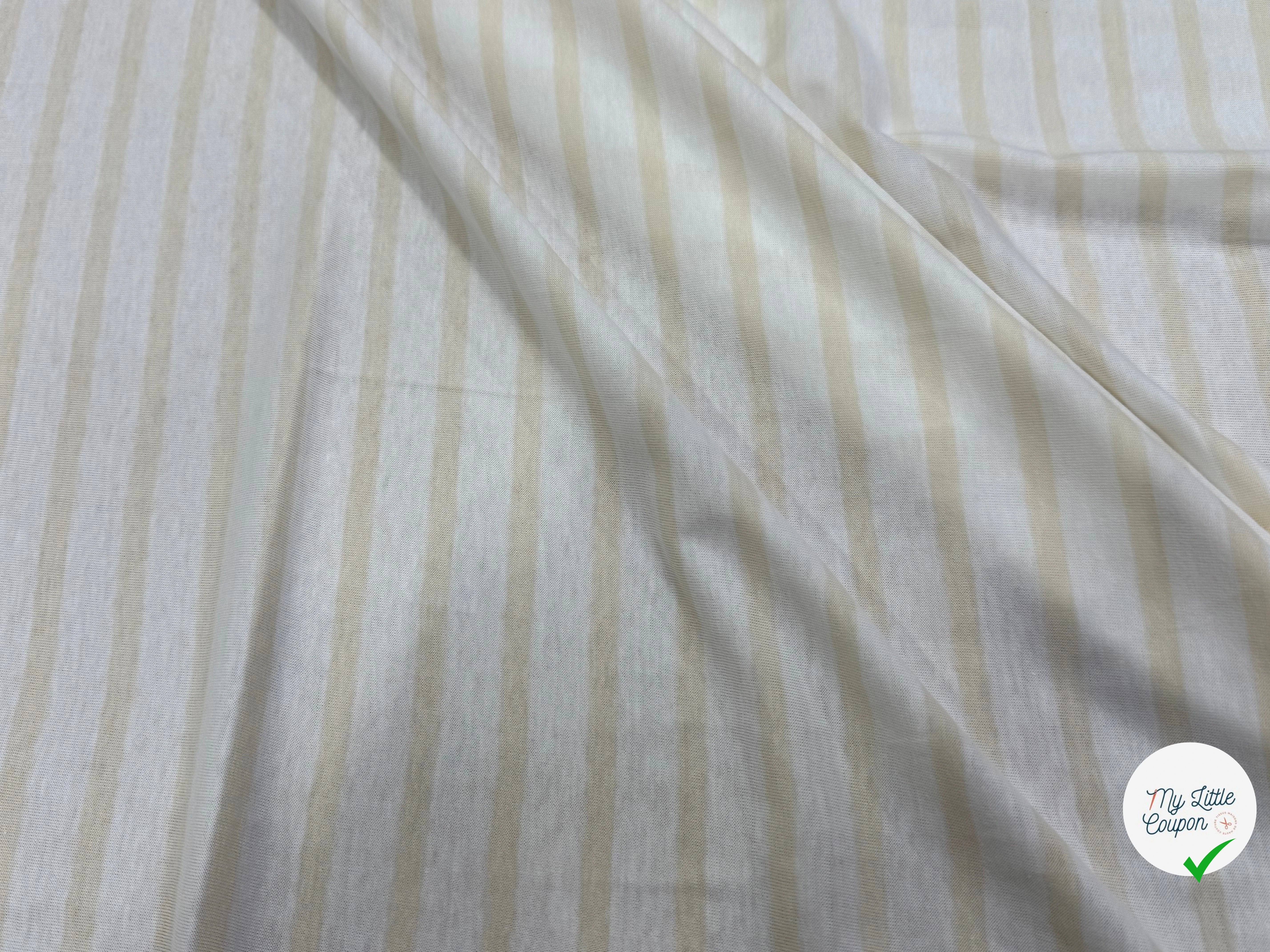 JERSEY DE COTON DOUX STRETCH RAYURES NEIGE ET ÉCRU FABRICATION RÉGION DE TROYES 🇫🇷 - My Little Coupon
