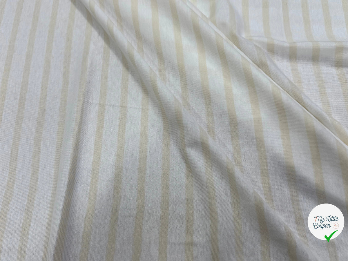 JERSEY DE COTON DOUX STRETCH RAYURES NEIGE ET ÉCRU FABRICATION RÉGION DE TROYES 🇫🇷 - My Little Coupon