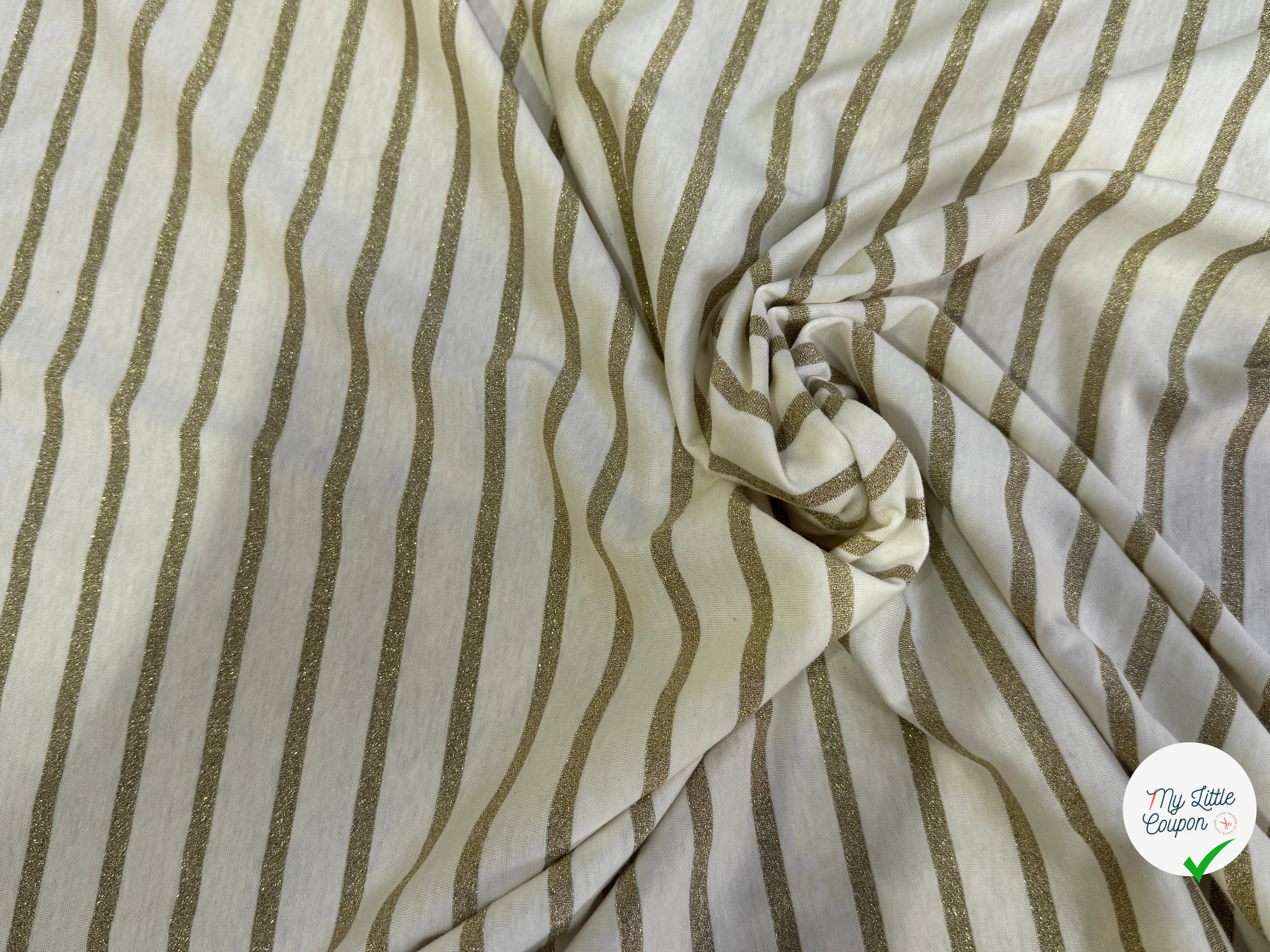 JERSEY DE COTON ÉCRU RAYURES BRILLANTINE BEIGE KAKI FABRICATION RÉGION DE TROYES 🇫🇷 - My Little Coupon