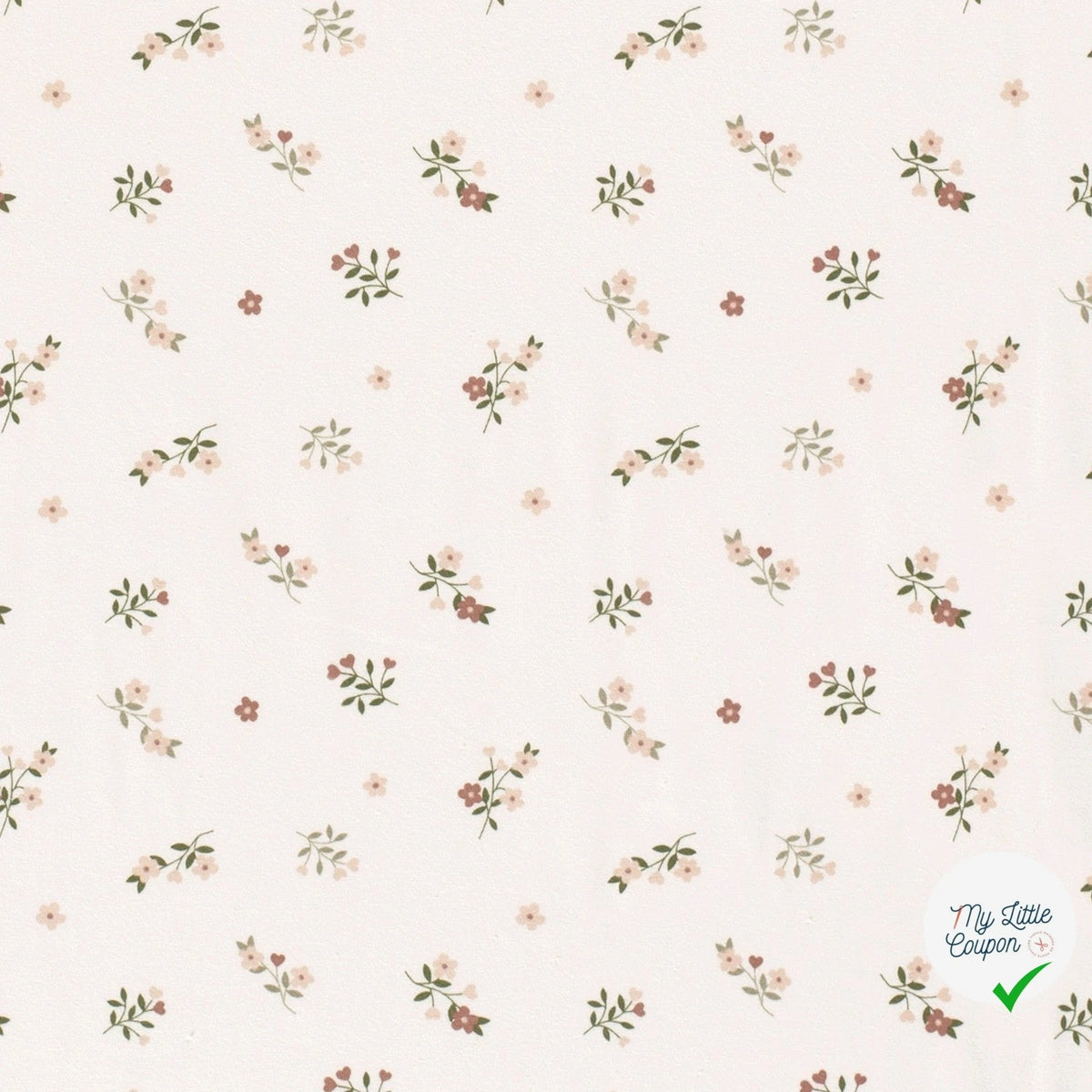 Jersey de coton fleurs blanc cassé