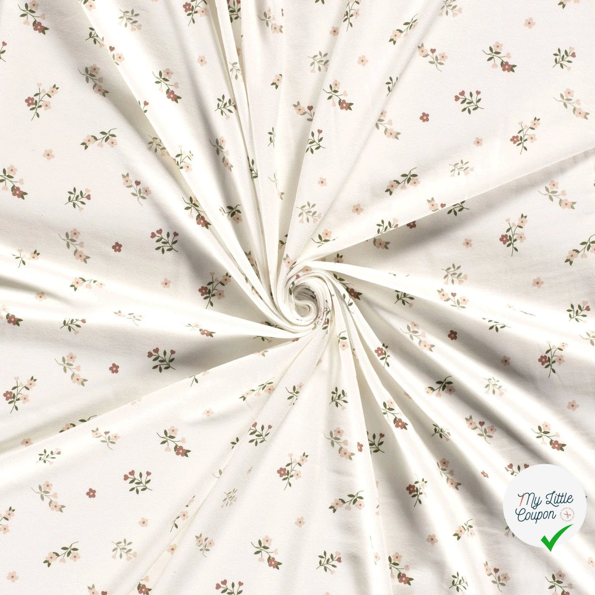 Jersey de coton fleurs blanc cassé