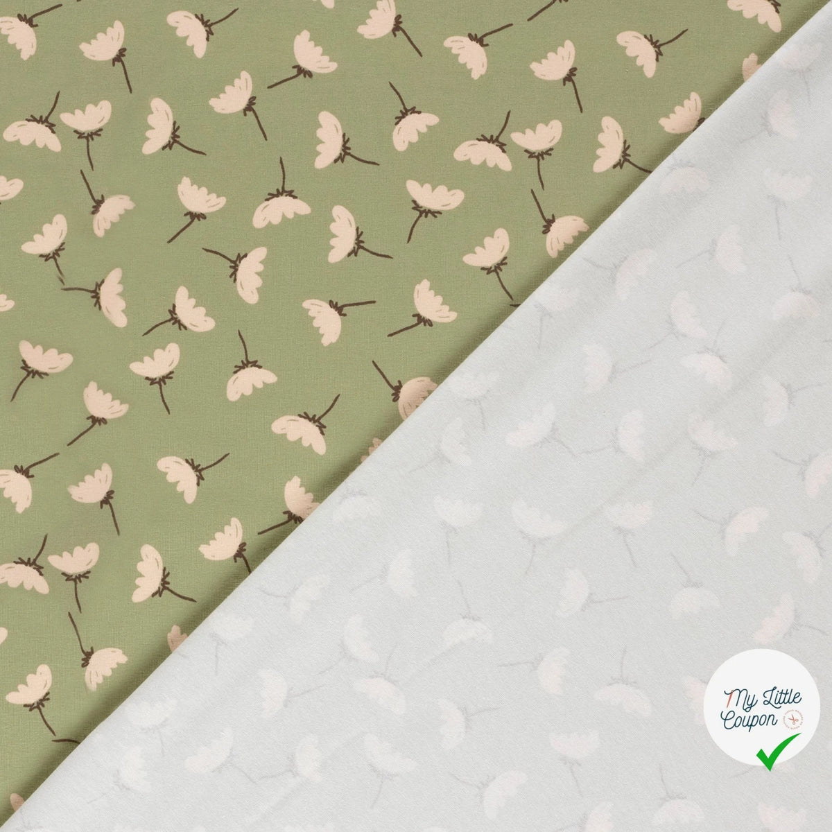 Jersey de coton fleurs vert olive