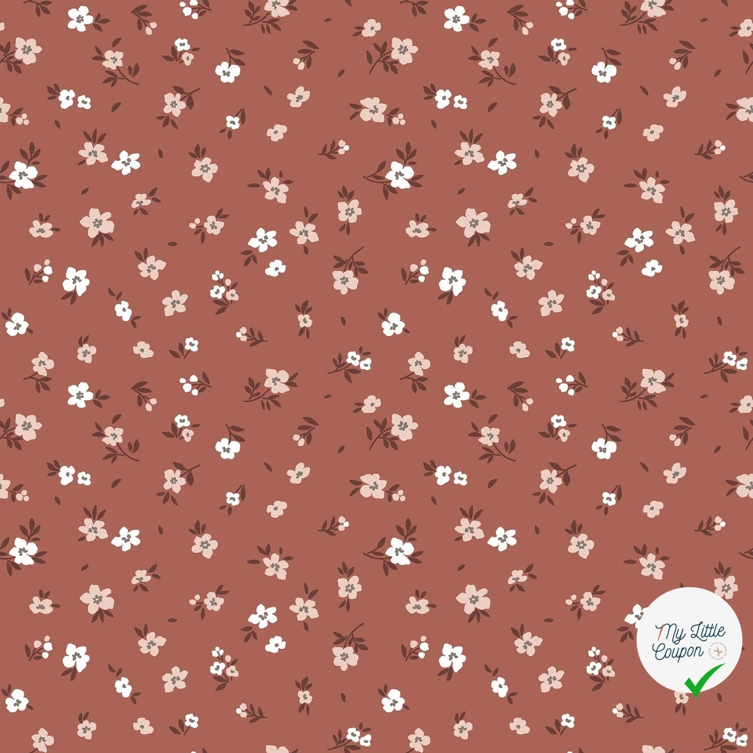 Jersey de coton fleurs vieux rose