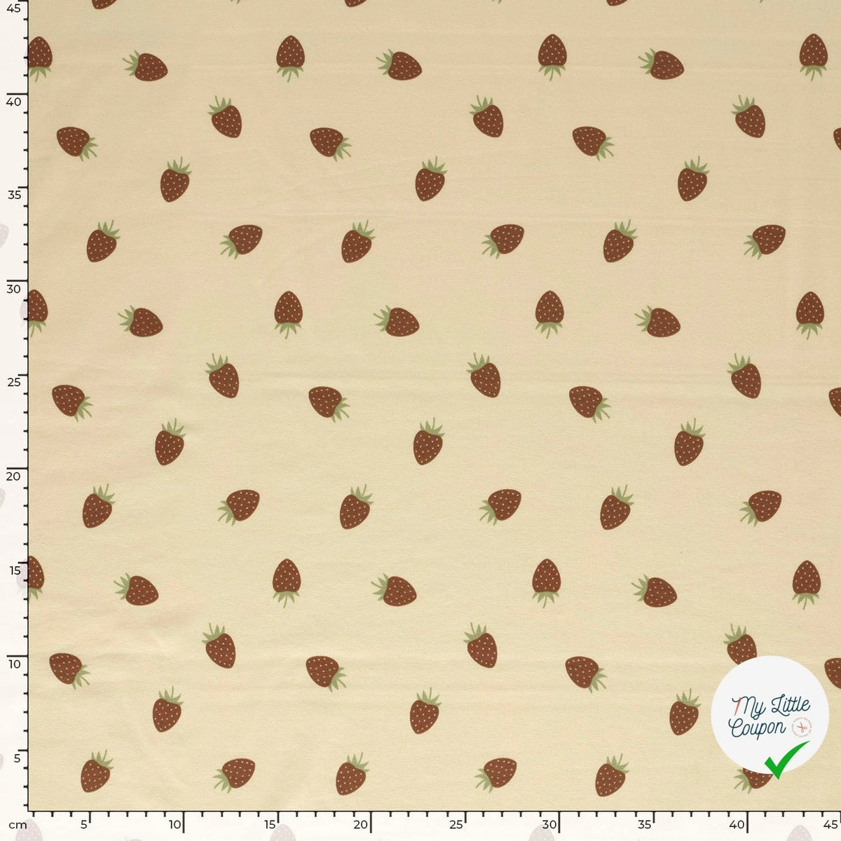 JERSEY DE COTON FRAISES BEIGE - My Little Coupon