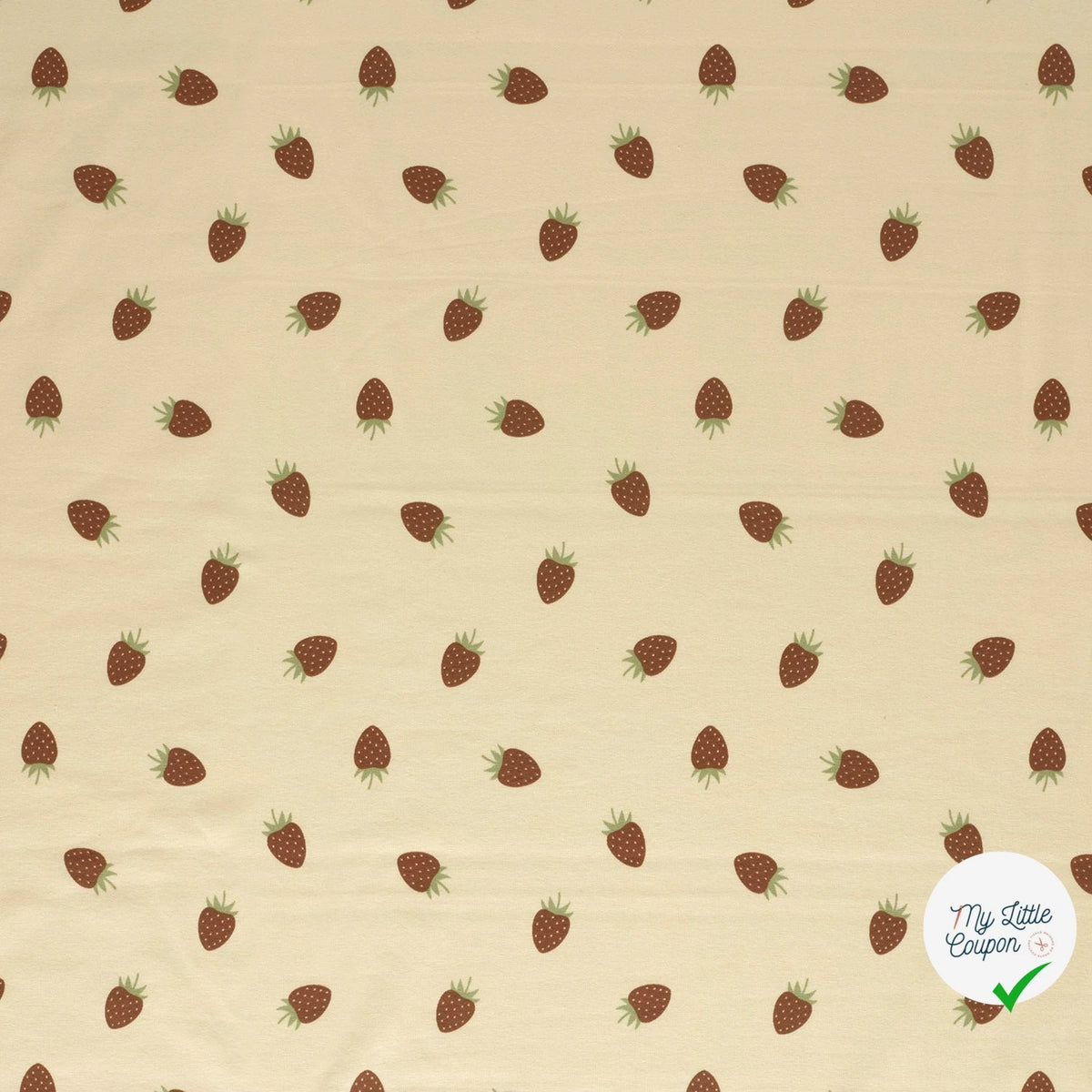 JERSEY DE COTON FRAISES BEIGE - My Little Coupon