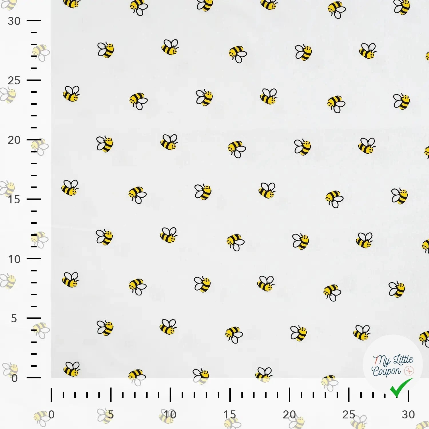 JERSEY DE COTON IMPRIMÉ BEES ECRU - My Little Coupon