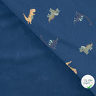 JERSEY DE COTON IMPRIMÉ DINOSAURES FOND DENIM - My Little Coupon