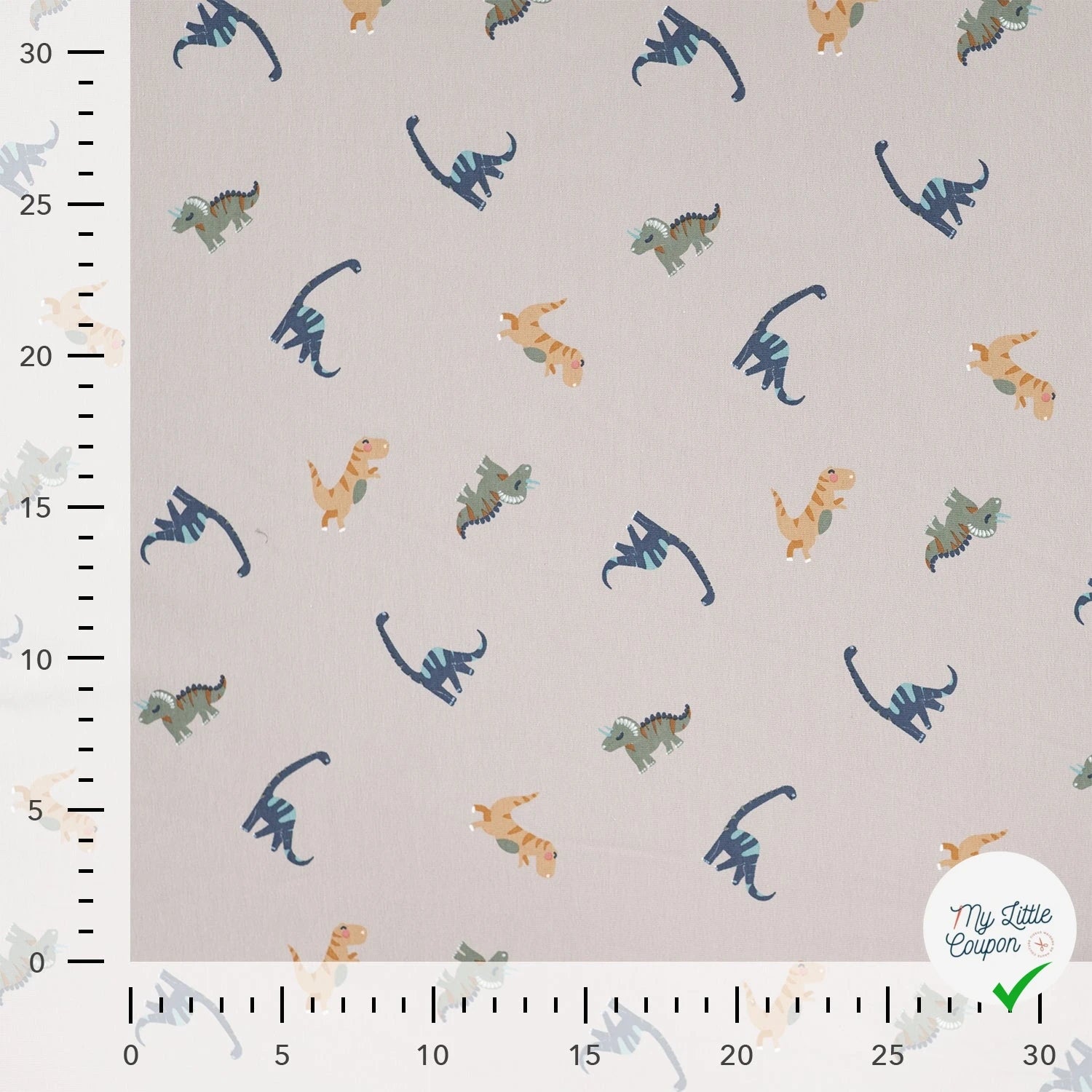 JERSEY DE COTON IMPRIMÉ DINOSAURES FOND SABLE - My Little Coupon