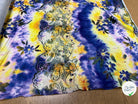 JERSEY DE COTON IMPRIMÉ FLEURS JAUNE&VIOLET - My Little Coupon