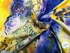 JERSEY DE COTON IMPRIMÉ FLEURS JAUNE&VIOLET - My Little Coupon