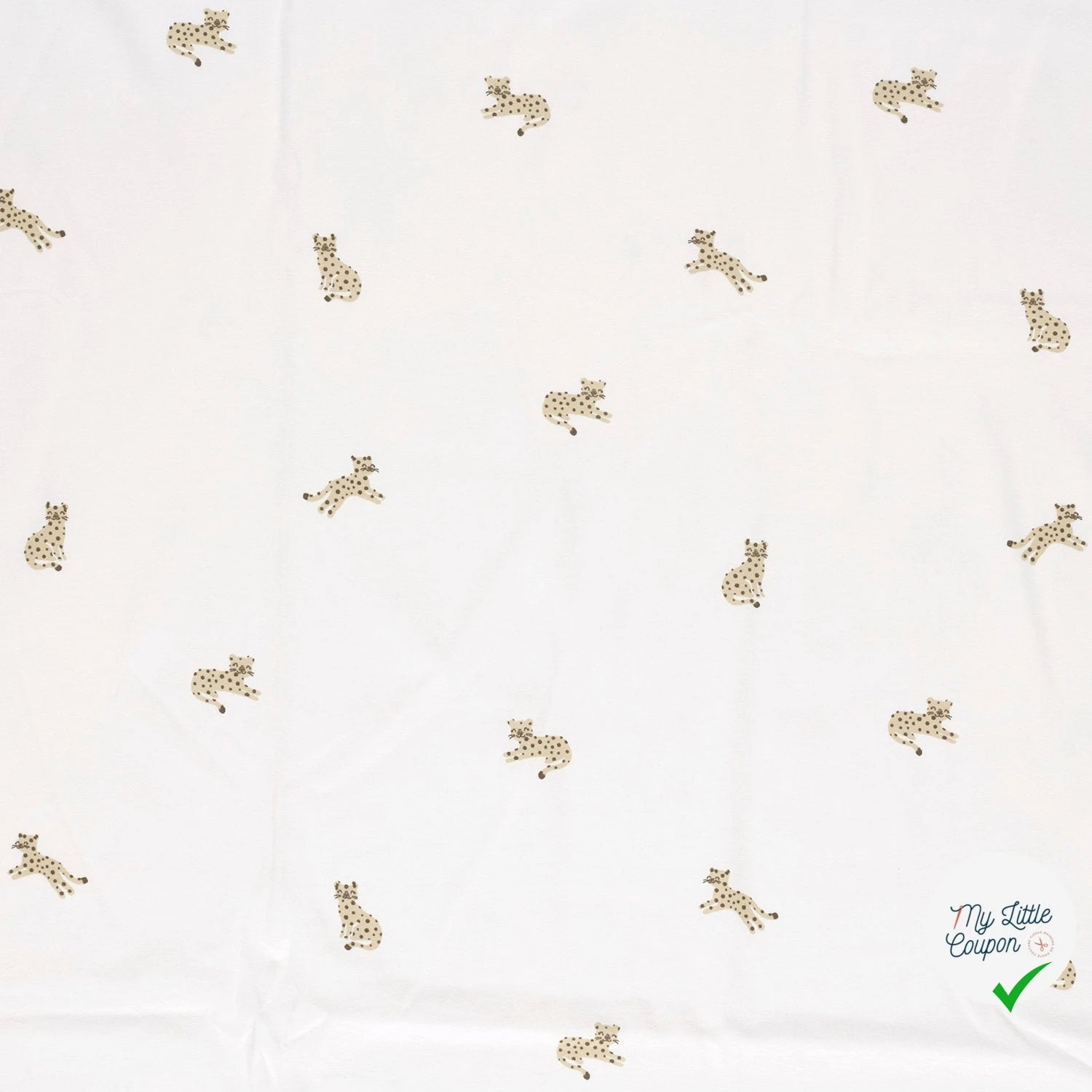 JERSEY DE COTON IMPRIMÉ LÉOPARDS BLANC CASSÉ - My Little Coupon