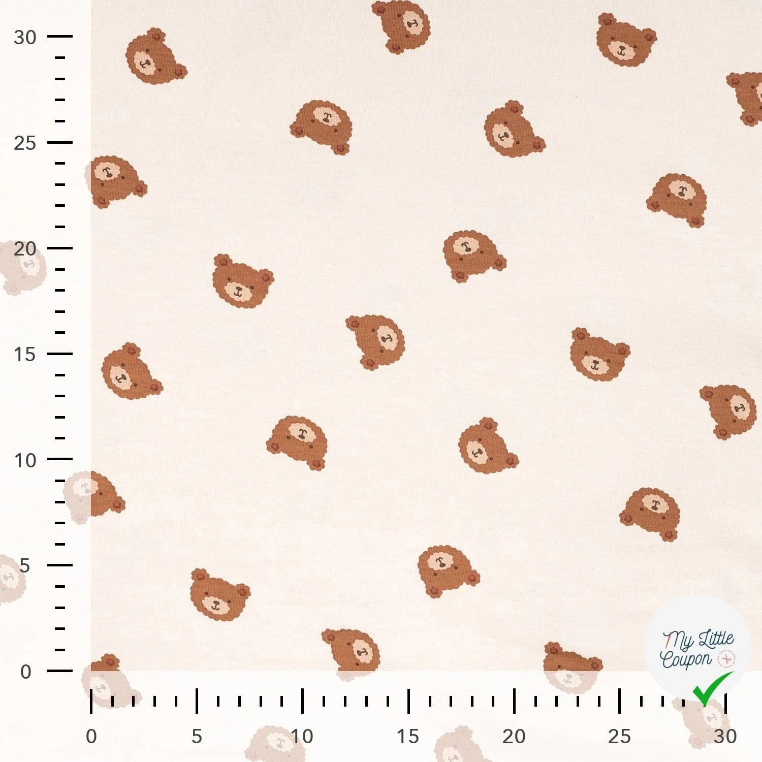 JERSEY DE COTON IMPRIMÉ OURS FOND SABLE - My Little Coupon