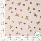 JERSEY DE COTON IMPRIMÉ OURS PELUCHE FOND SABLE PLAGE - My Little Coupon