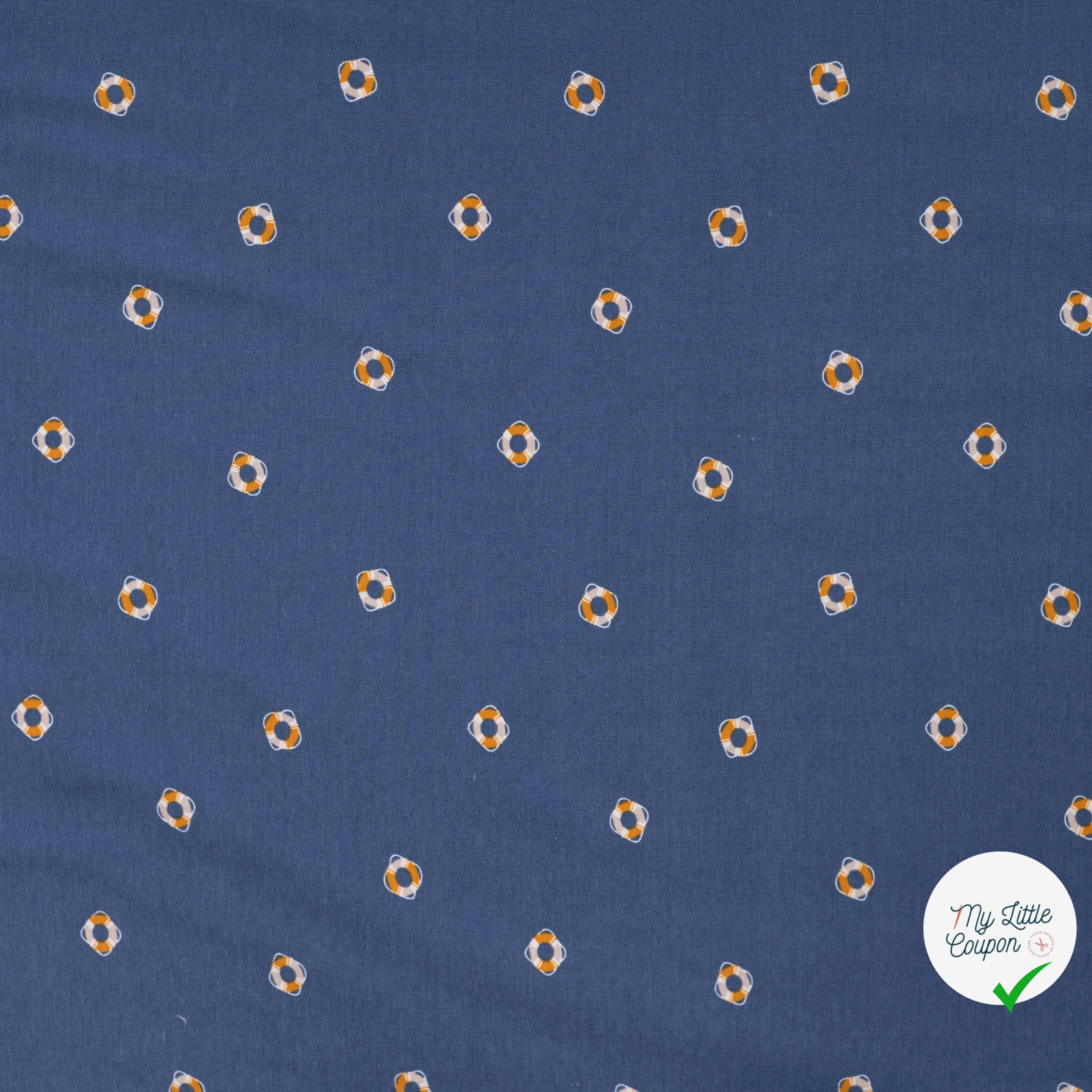 JERSEY DE COTON IMPRIMÉ THÈME MARIN FOND BLEU MARINE - My Little Coupon