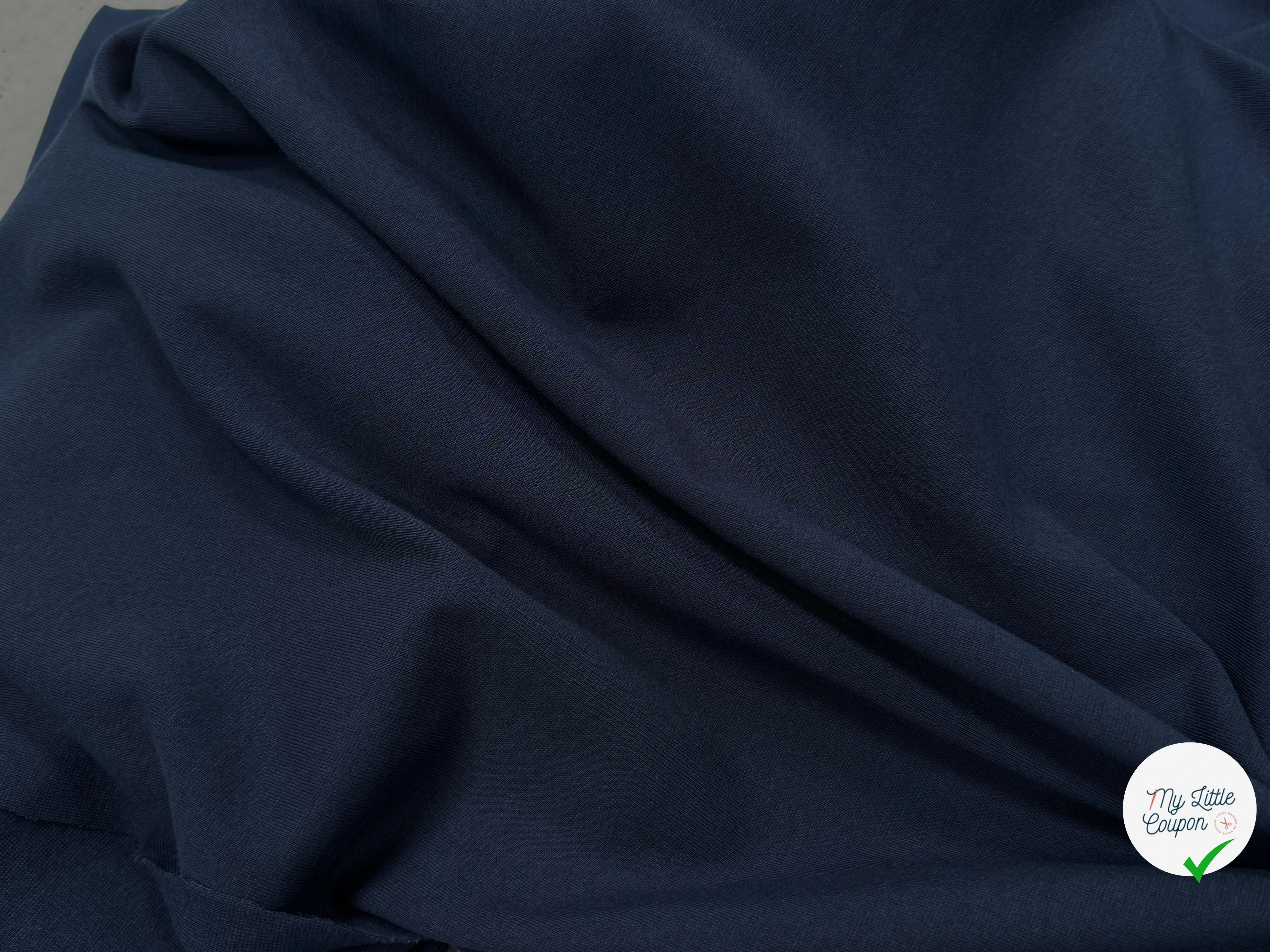 JERSEY DE COTON LOURD EXTENSIBLE BLEU MARINE - My Little Coupon