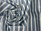 JERSEY DE COTON  LOURD RAYURES BLANC FOND GRIS BLEU MSO