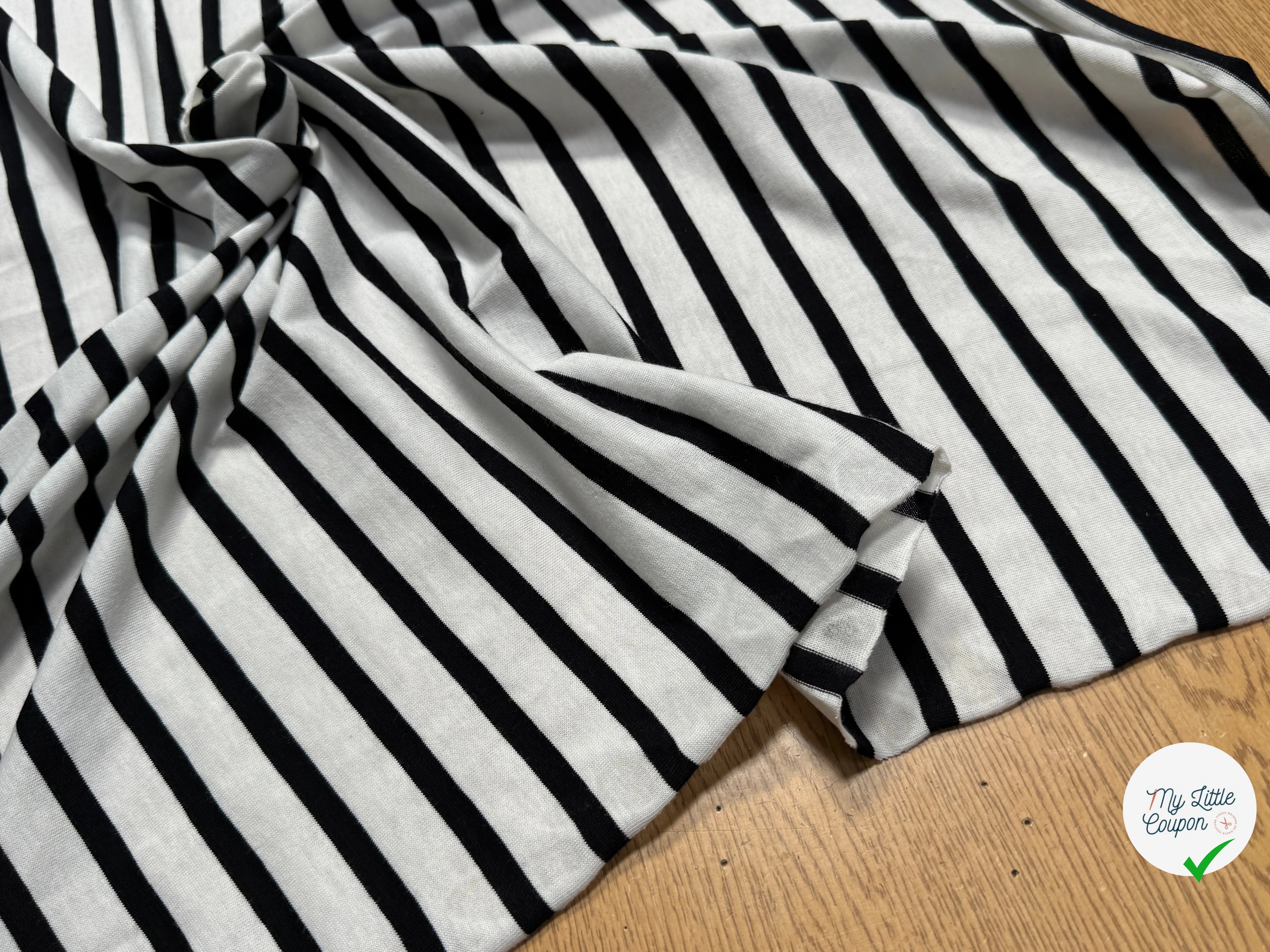 JERSEY DE COTON MARINIÈRE RAYURES SWAN/NOIR 145 - My Little Coupon