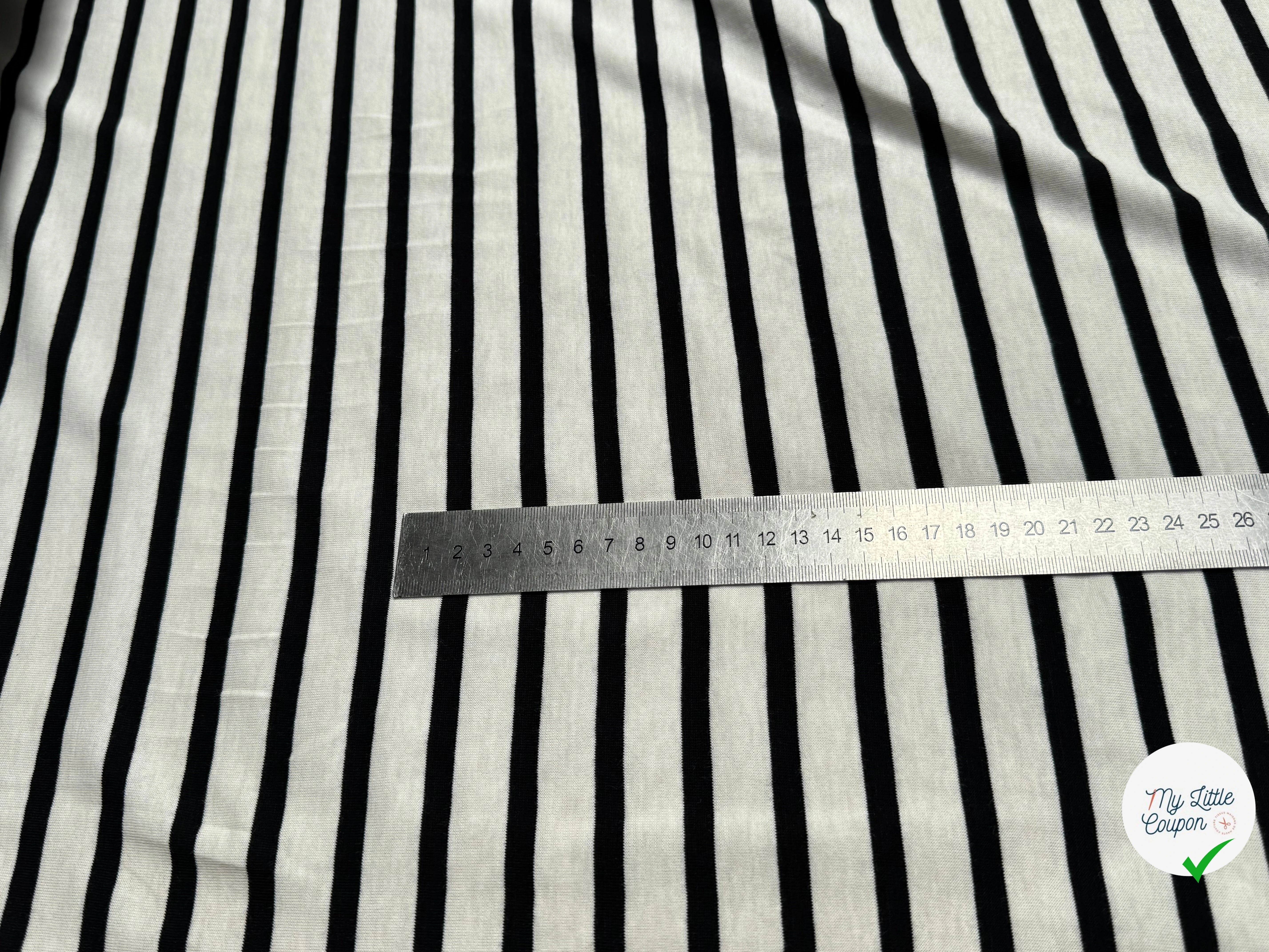 JERSEY DE COTON MARINIÈRE RAYURES SWAN/NOIR 145 - My Little Coupon