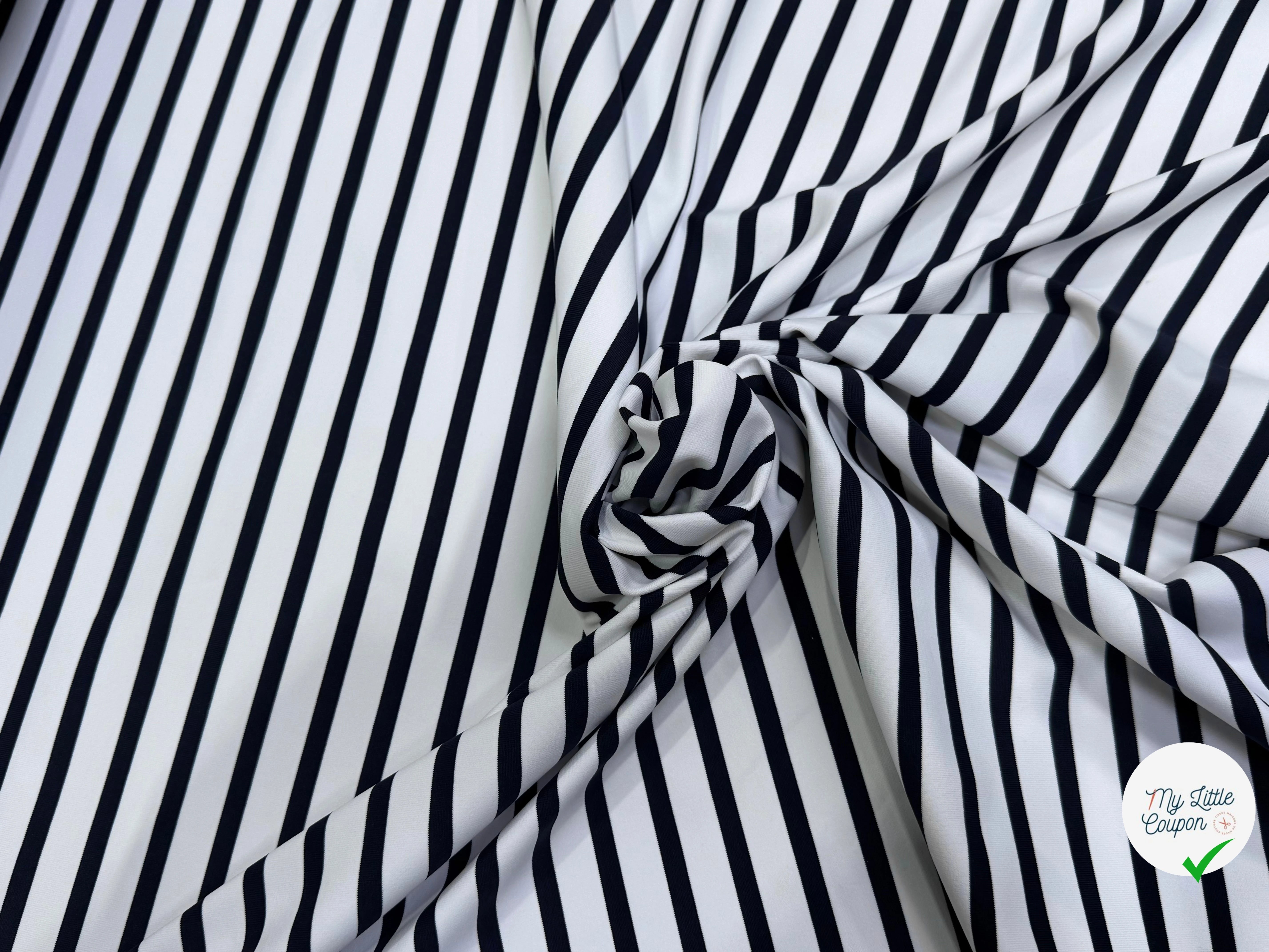JERSEY DE COTON PEAU DE PÊCHE ULTRA STRETCH RAYURES BLANC ET NAVY FABRICATION RÉGION DE TROYES 🇫🇷 - My Little Coupon